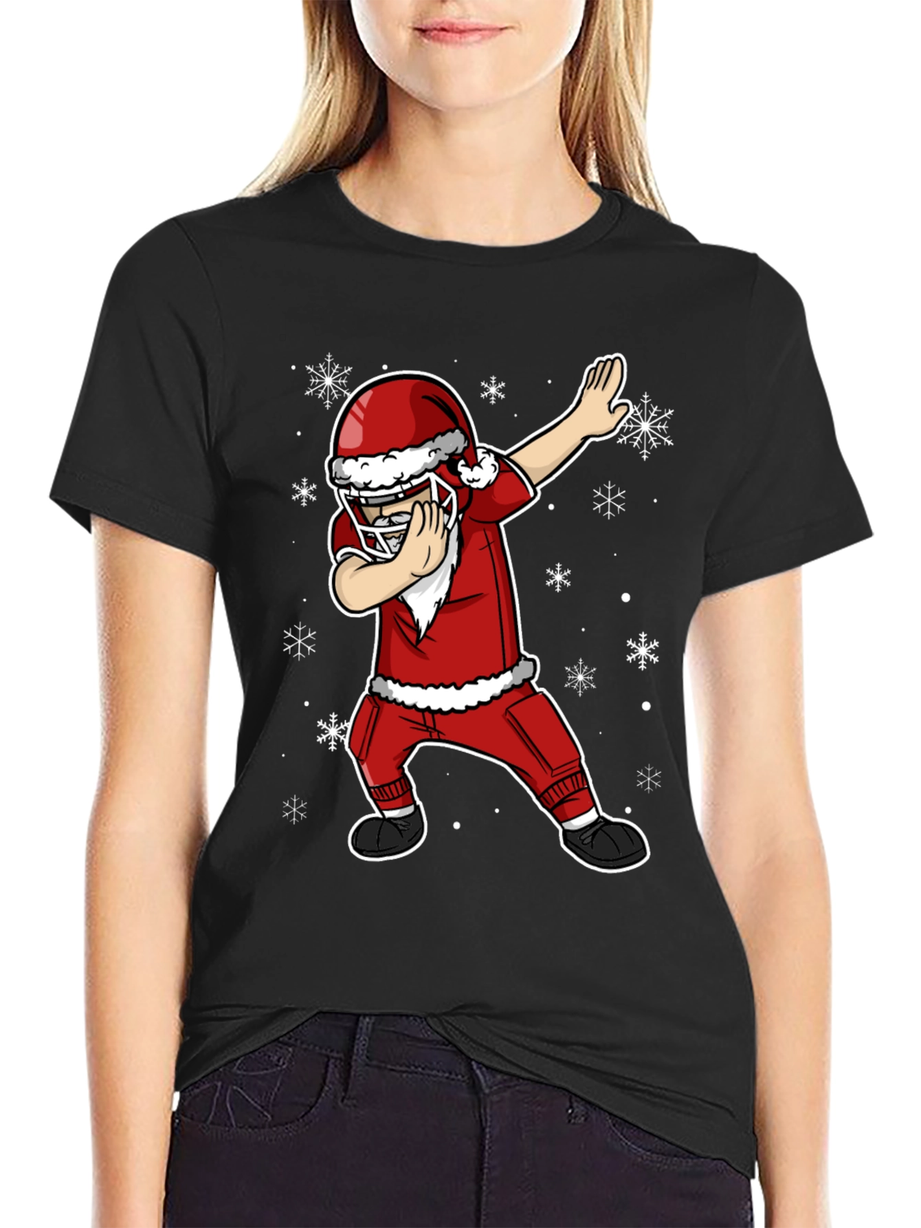 Festive Football Santa Dabbing T-Shirt