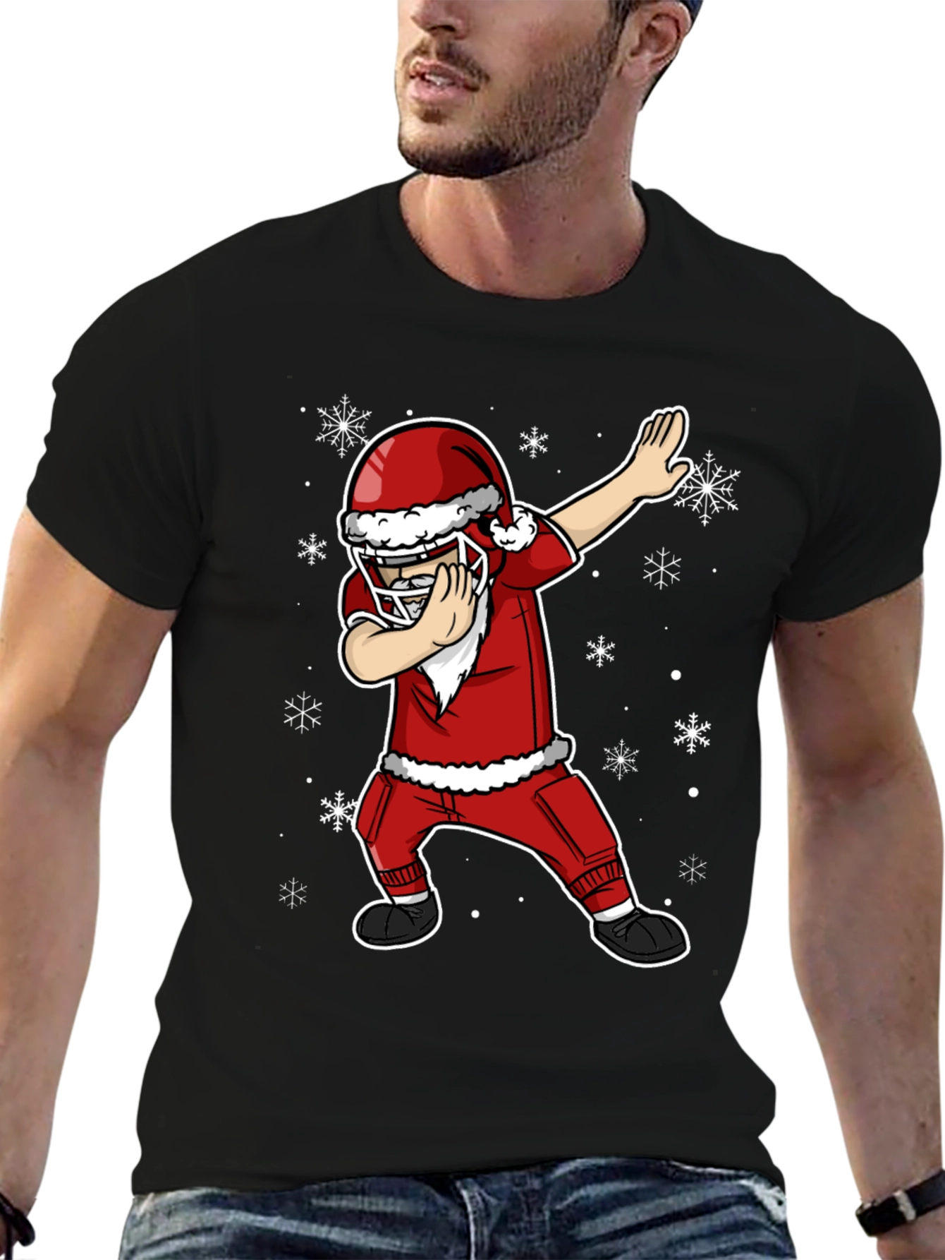 Festive Football Santa Dabbing T-Shirt