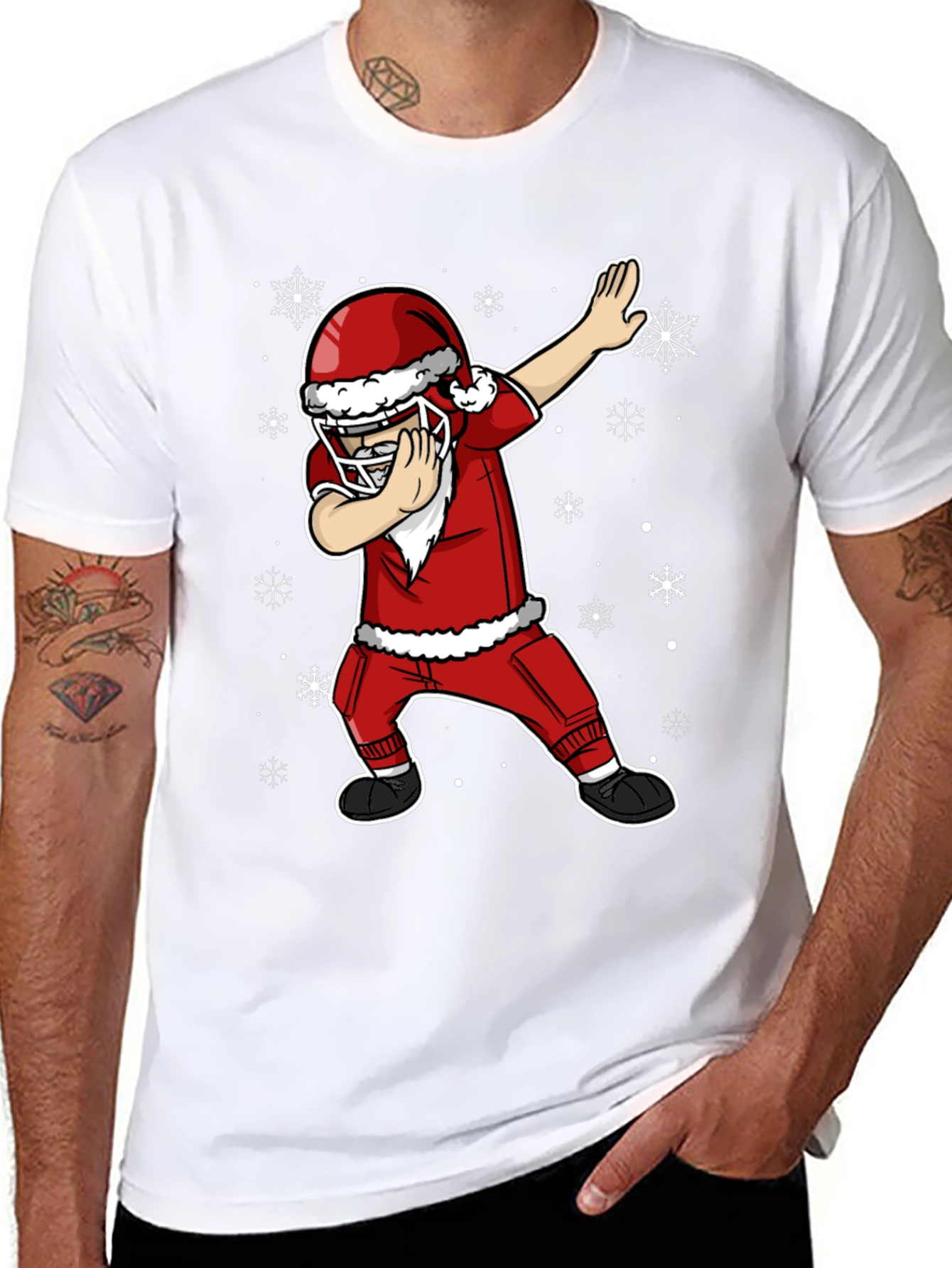 Festive Football Santa Dabbing T-Shirt
