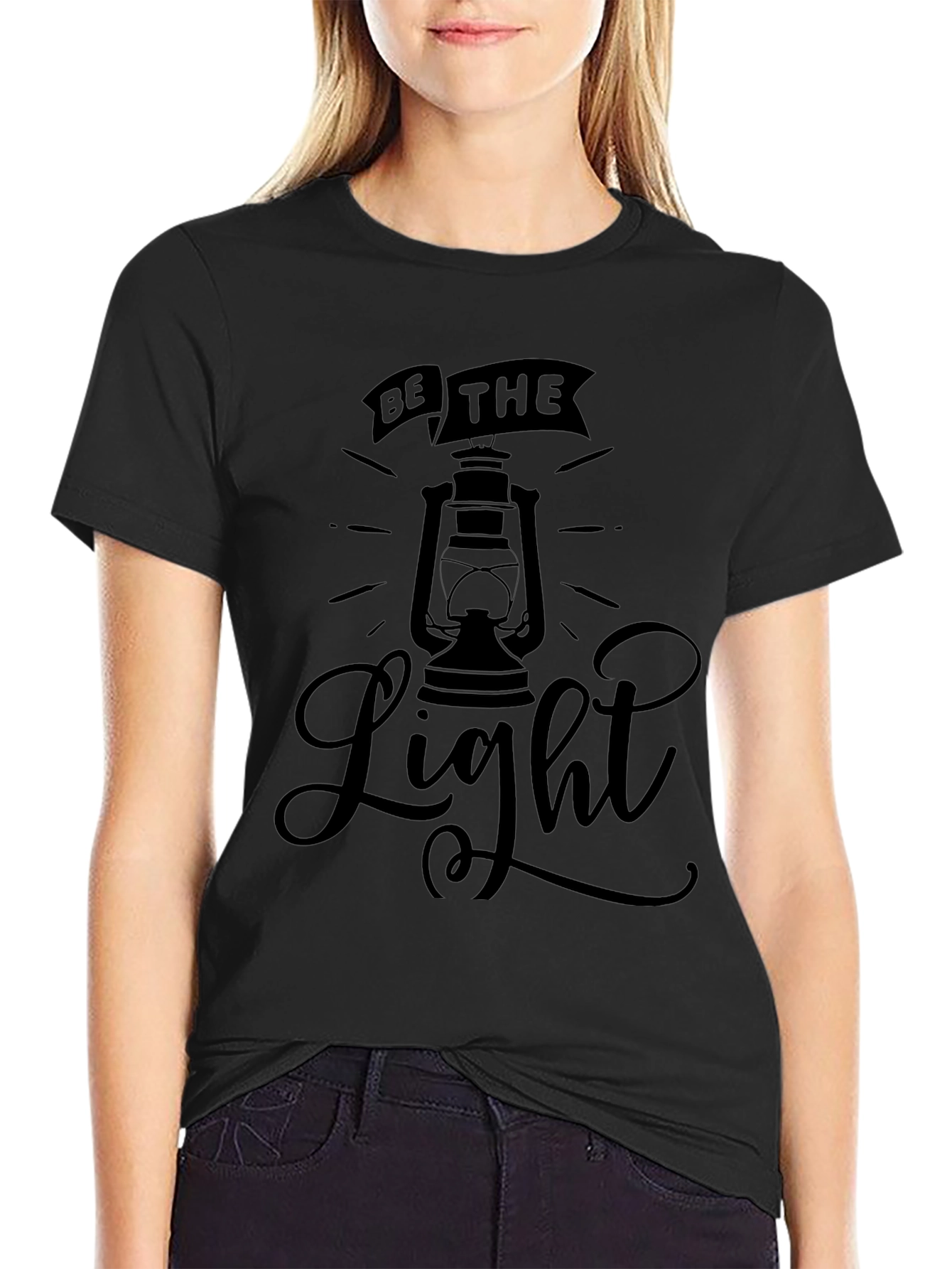 Be The Light Black Graphic T-Shirt