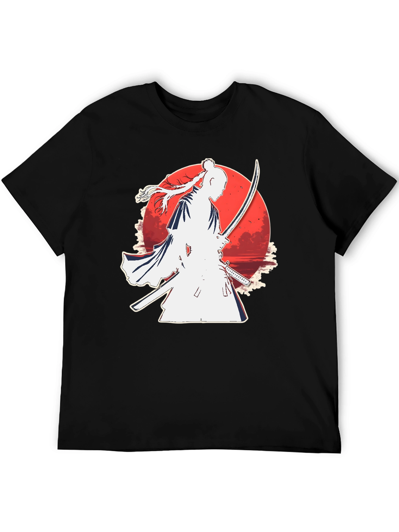 Samurai Moon Graphic Tee - Black