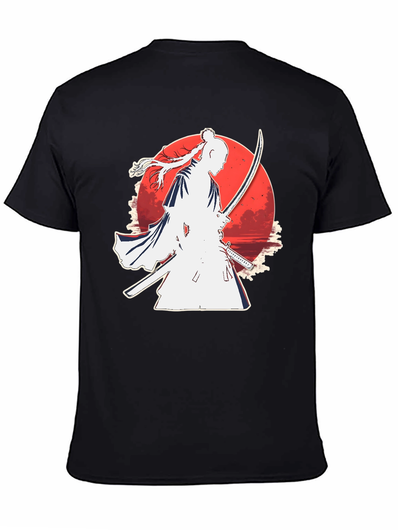 Samurai Moon Graphic Tee - Black