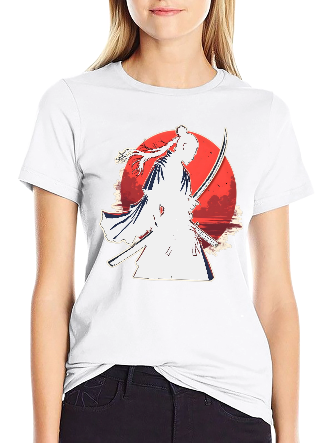 Samurai Moon Graphic Tee - Black