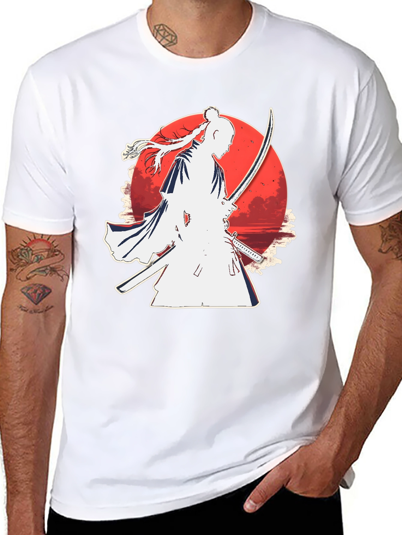 Samurai Moon Graphic Tee - Black