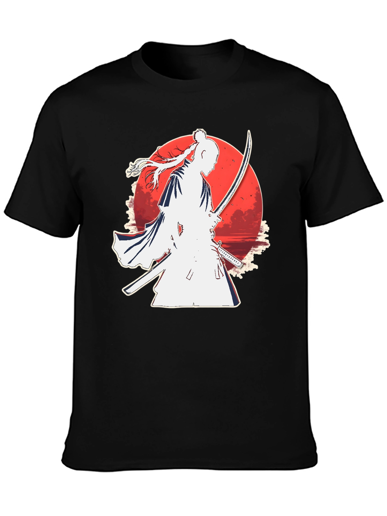 Samurai Moon Graphic Tee - Black