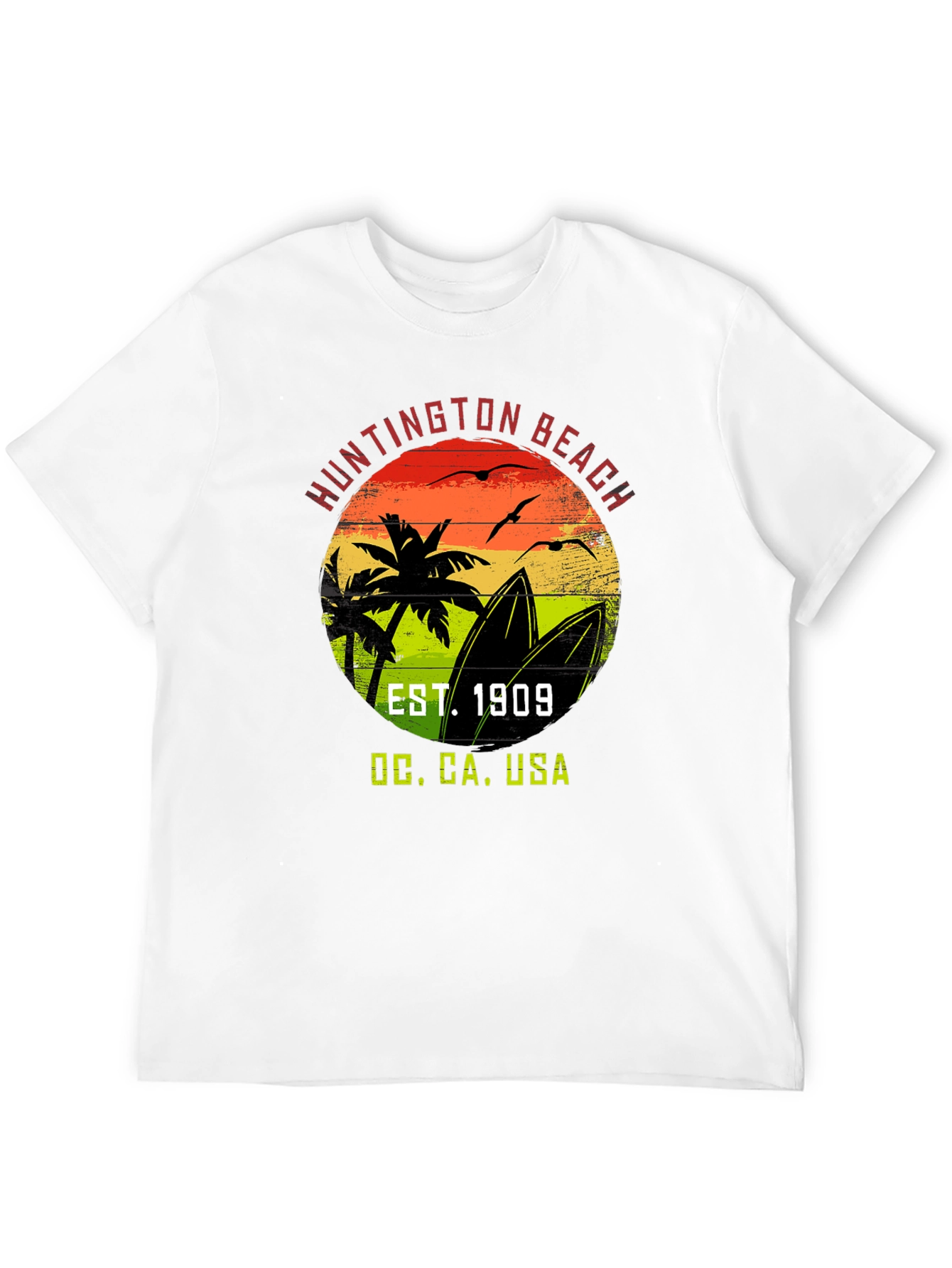 Huntington Beach CA T-Shirt EST. 1909 Surf Design