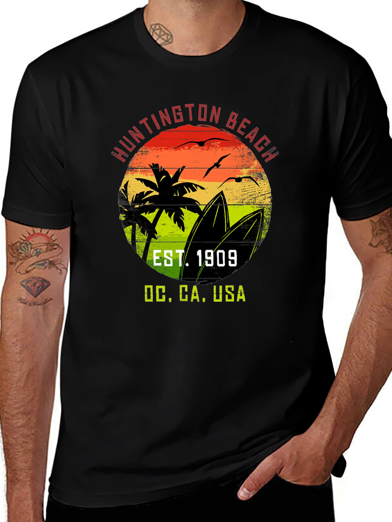 Huntington Beach CA T-Shirt EST. 1909 Surf Design