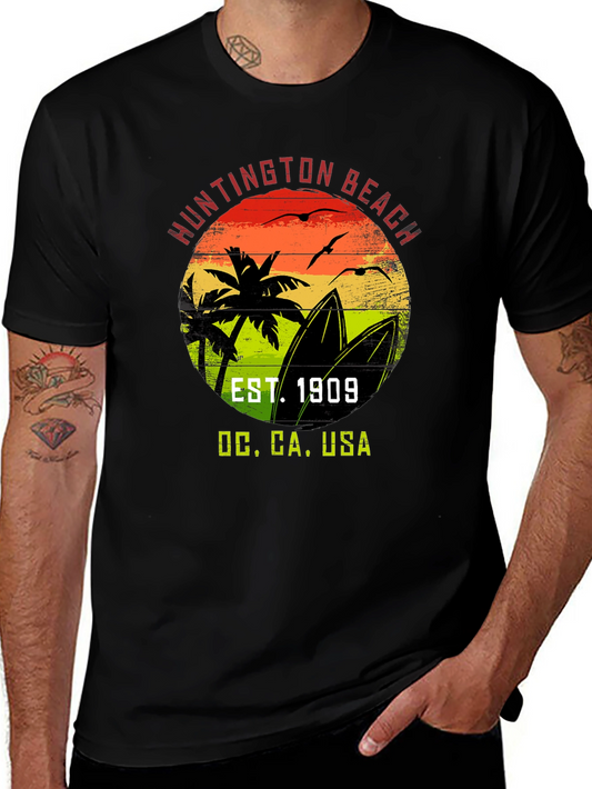 Huntington Beach CA T-Shirt EST. 1909 Surf Design