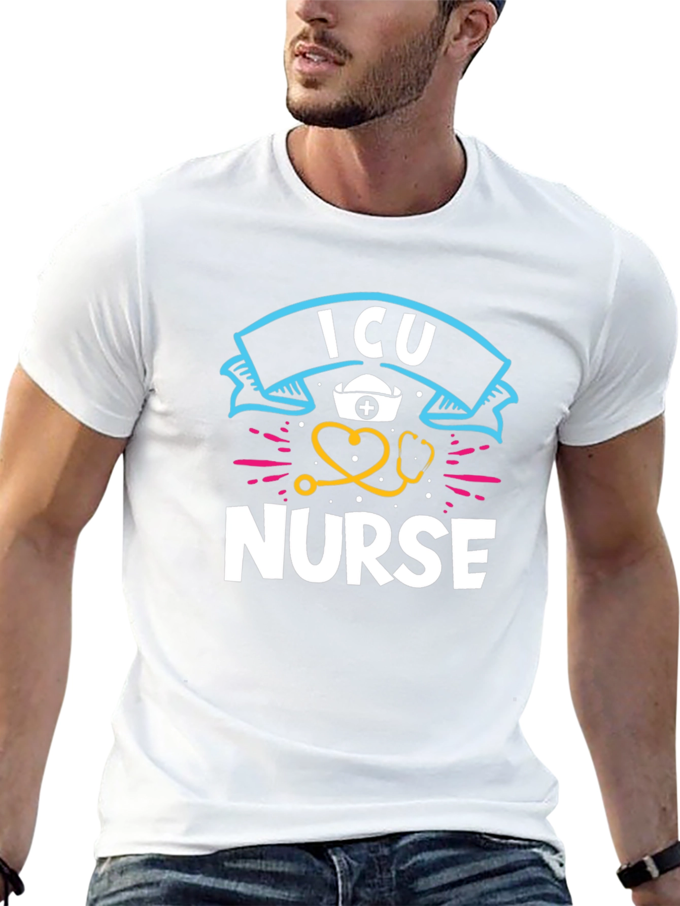 ICU Nurse Graphic Tee - Black Cotton Blend Shirt