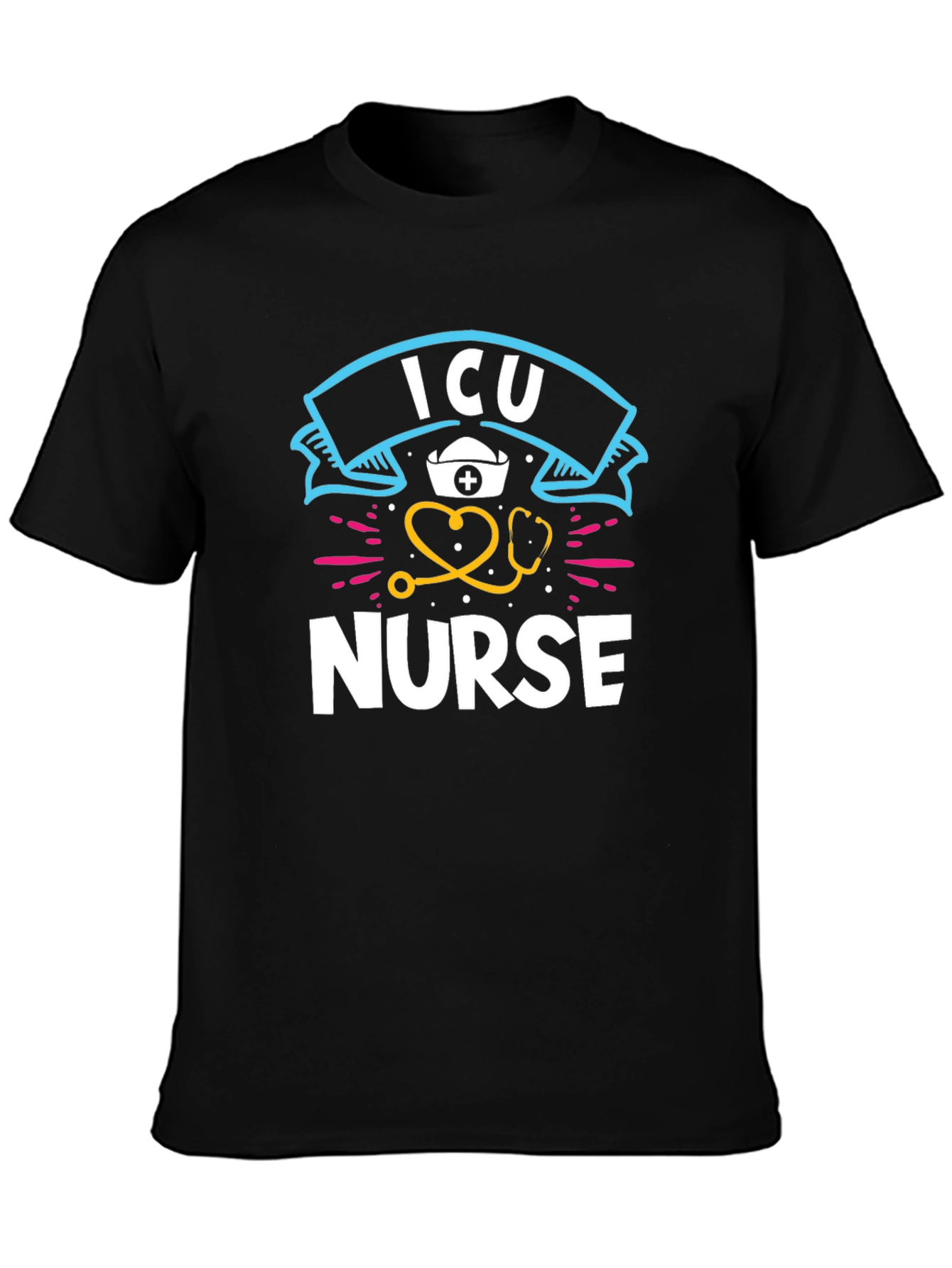 ICU Nurse Graphic Tee - Black Cotton Blend Shirt