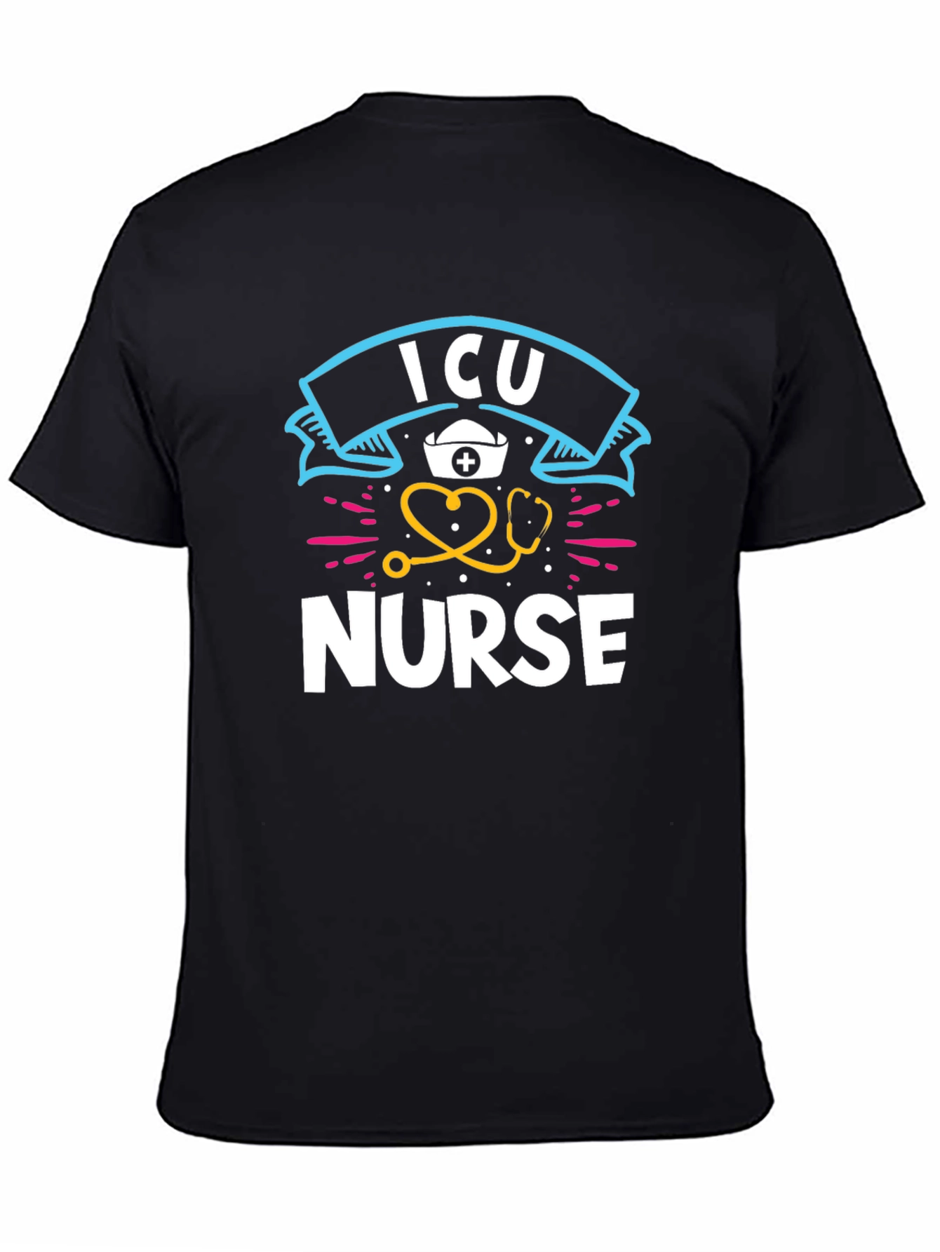 ICU Nurse Graphic Tee - Black Cotton Blend Shirt