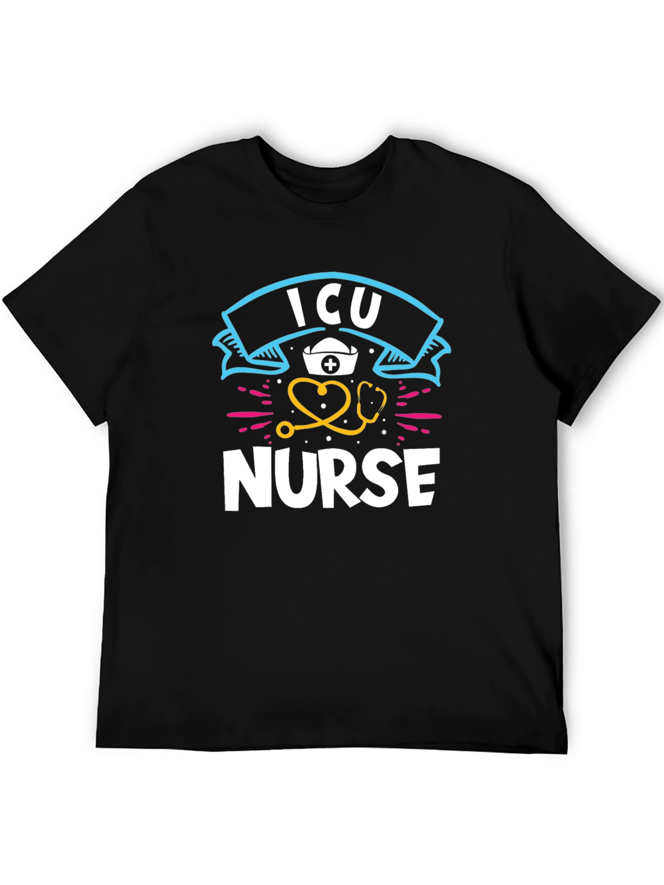ICU Nurse Graphic Tee - Black Cotton Blend Shirt