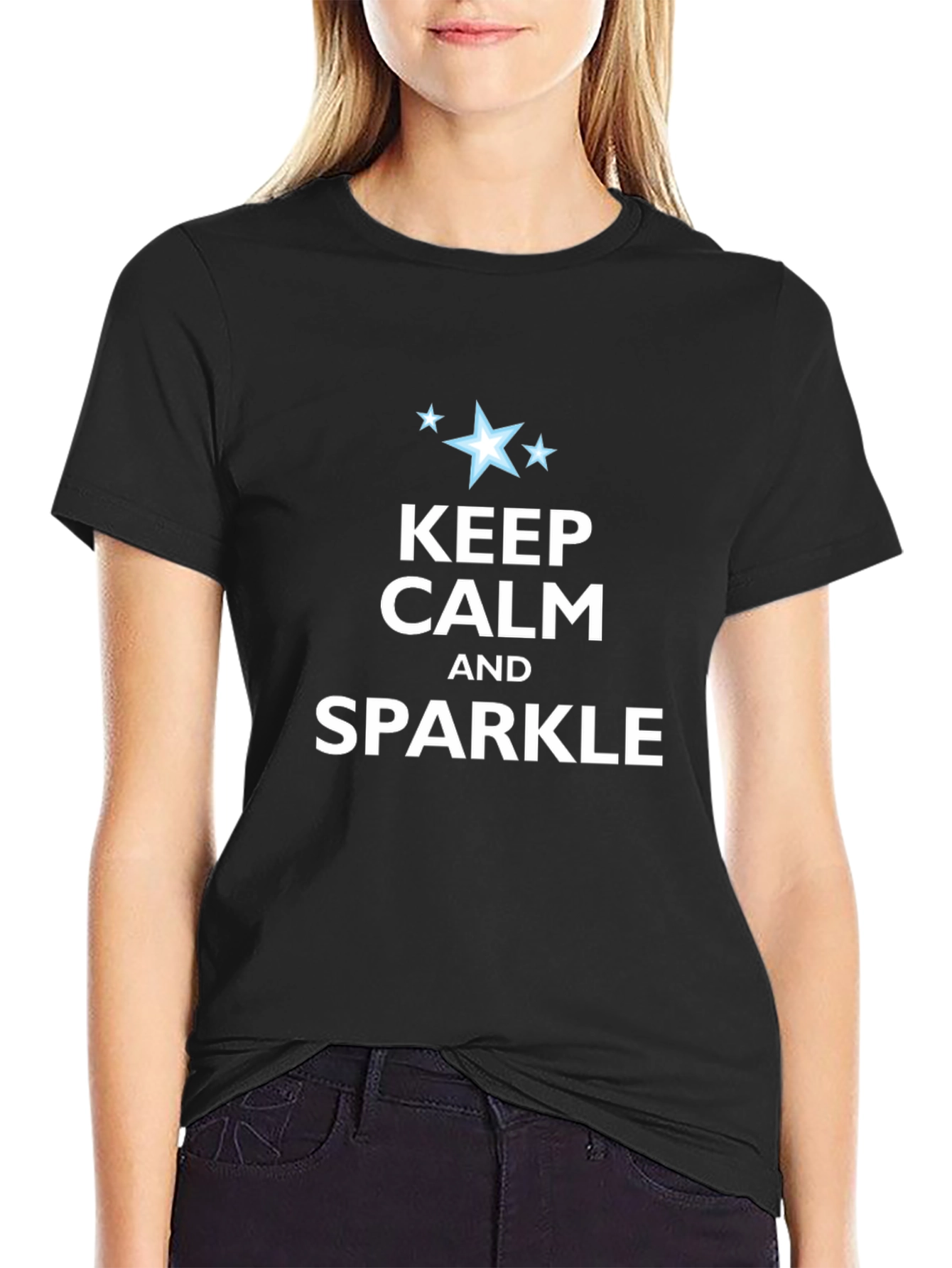 Keep Calm and Sparkle Graphic Tee - Black