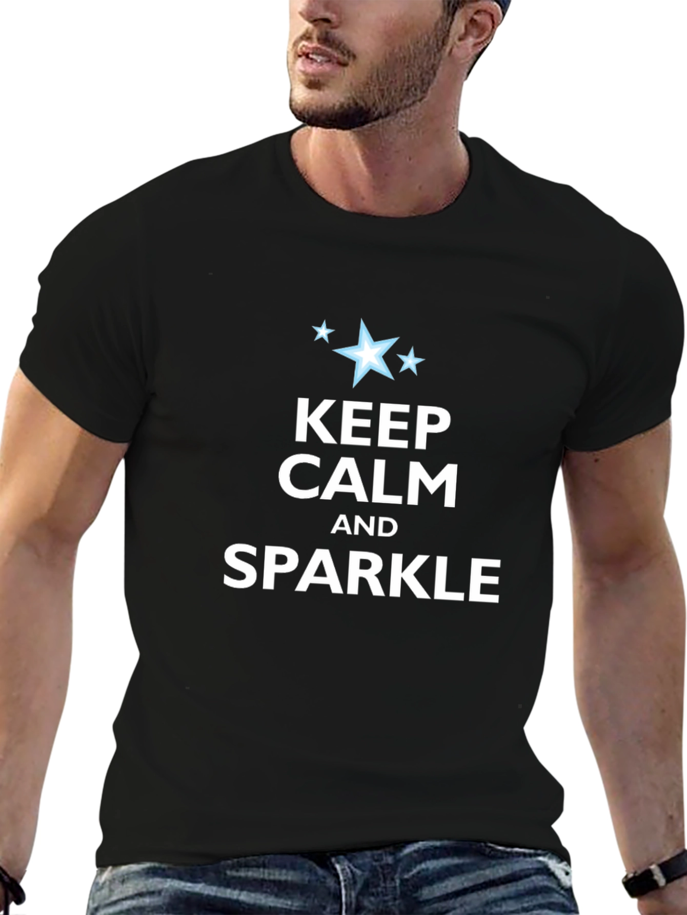Keep Calm and Sparkle Graphic Tee - Black