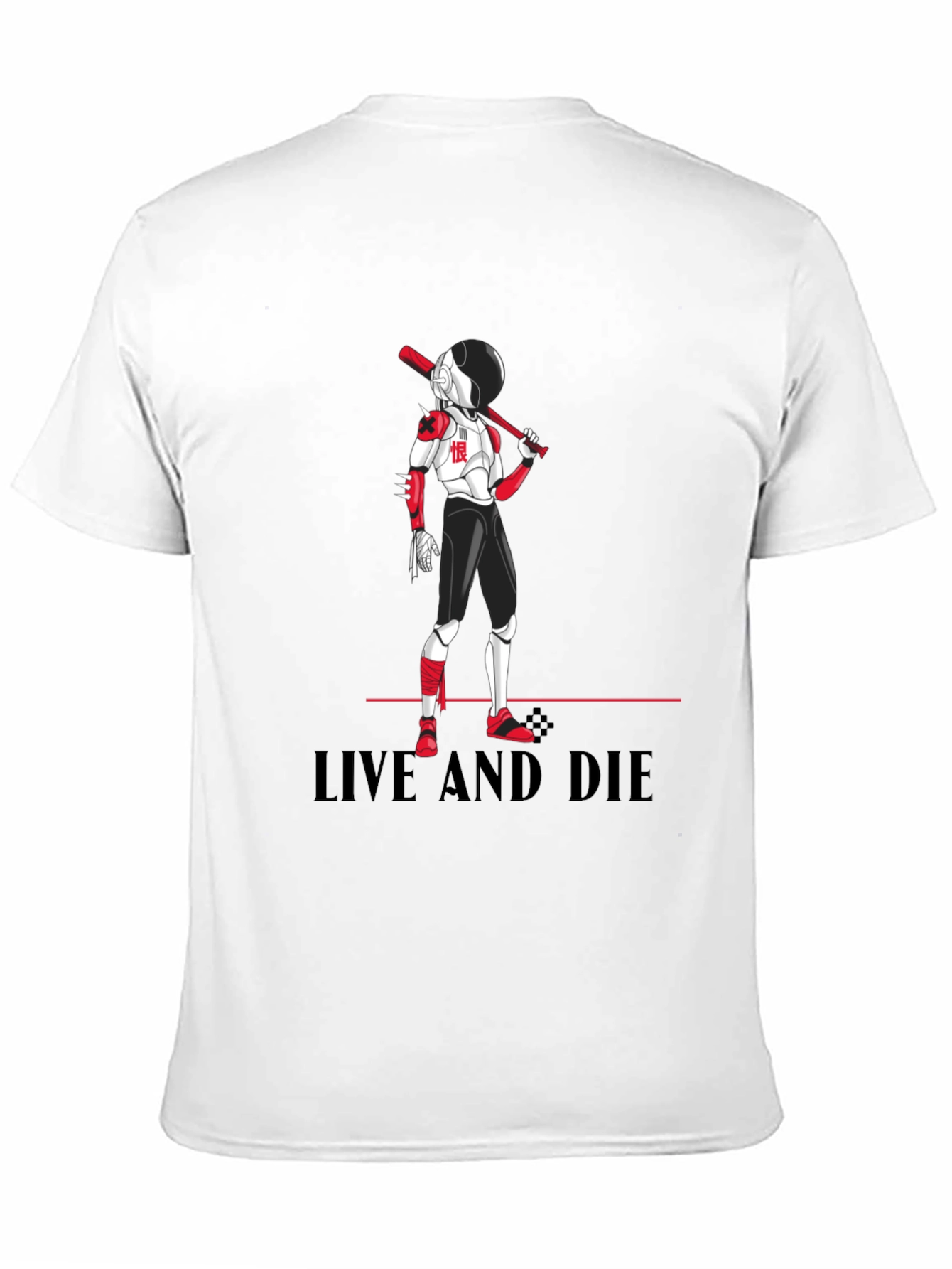Edgy Anime Baseball T-Shirt: Live and Die