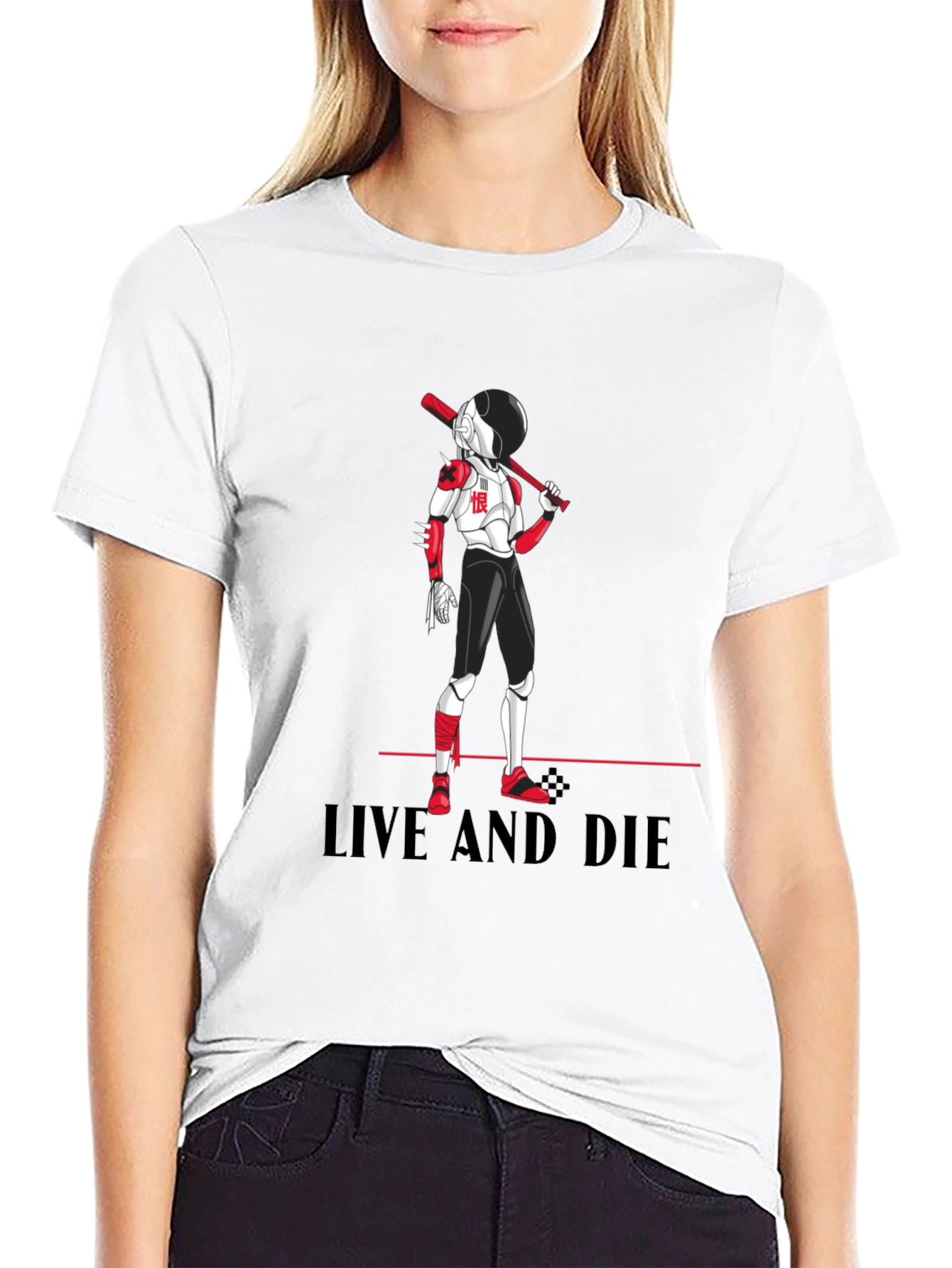 Edgy Anime Baseball T-Shirt: Live and Die