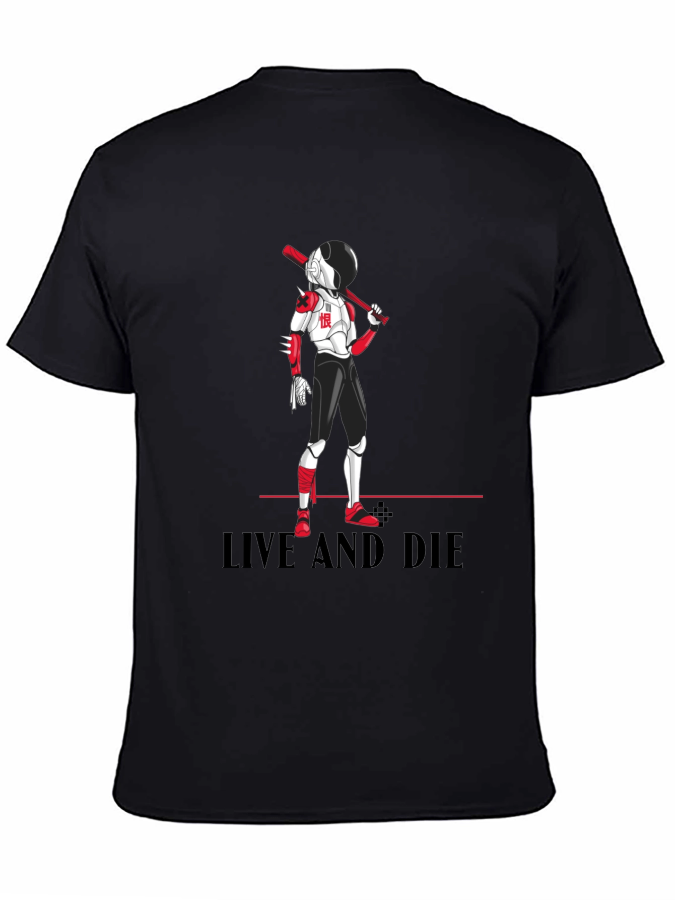 Edgy Anime Baseball T-Shirt: Live and Die