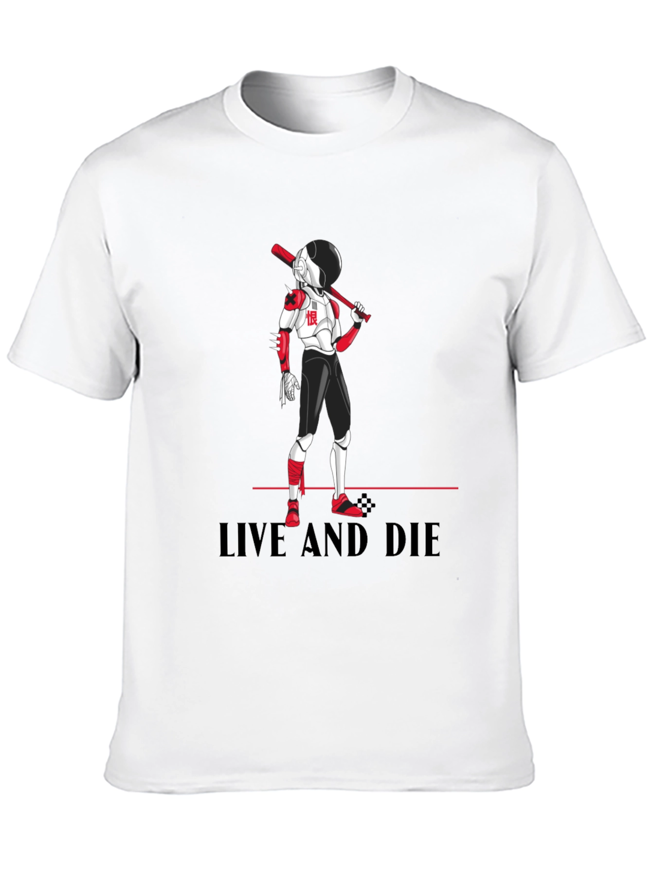 Edgy Anime Baseball T-Shirt: Live and Die