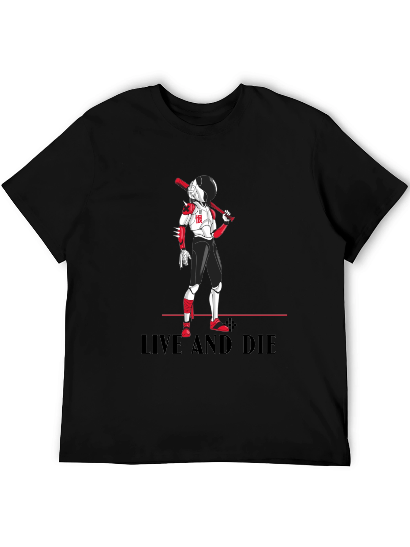 Edgy Anime Baseball T-Shirt: Live and Die