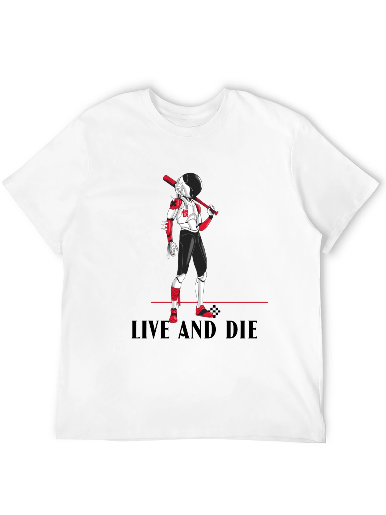 Edgy Anime Baseball T-Shirt: Live and Die