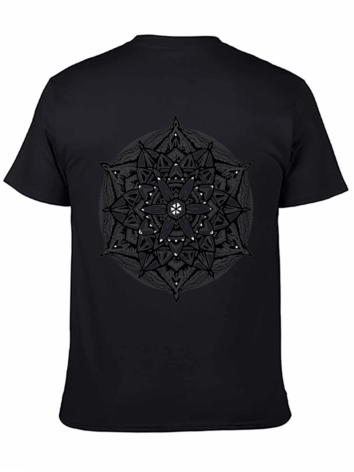 Mens Black Mandala Graphic T-Shirt