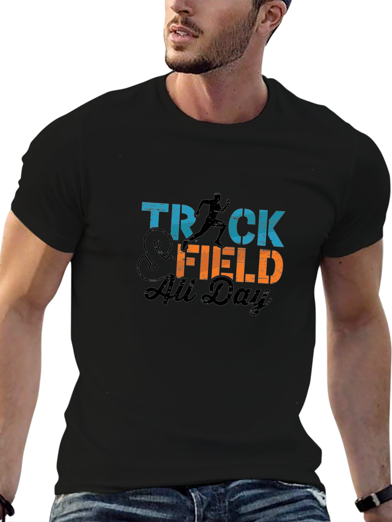 Track & Field All Day Black Graphic Tee