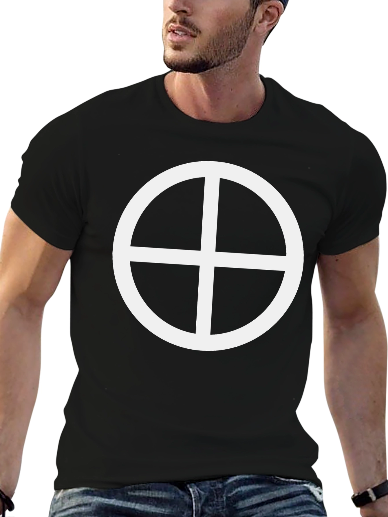 Black Shirt with White Sun Cross Symbol