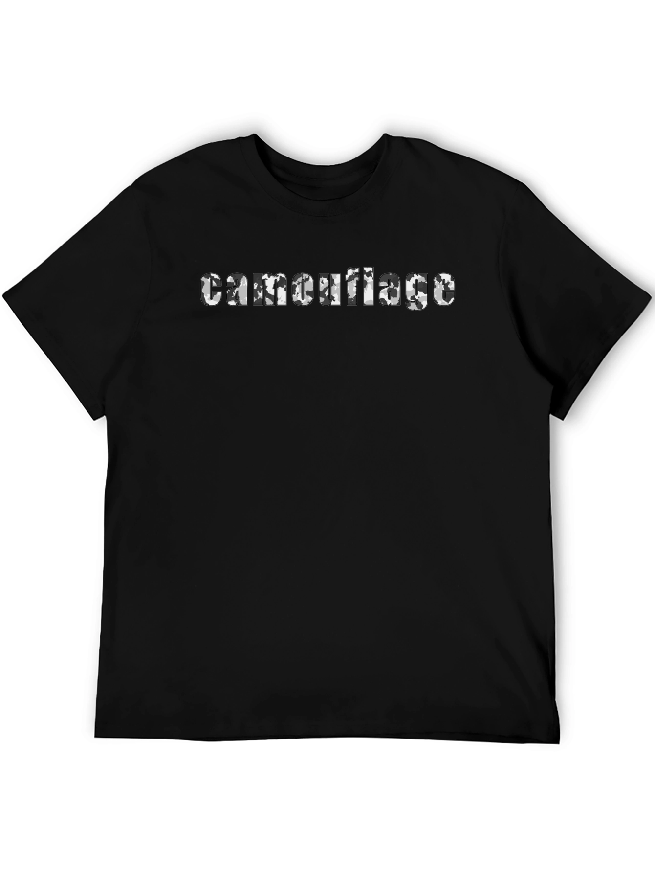 Camouflage Print Black T-Shirt