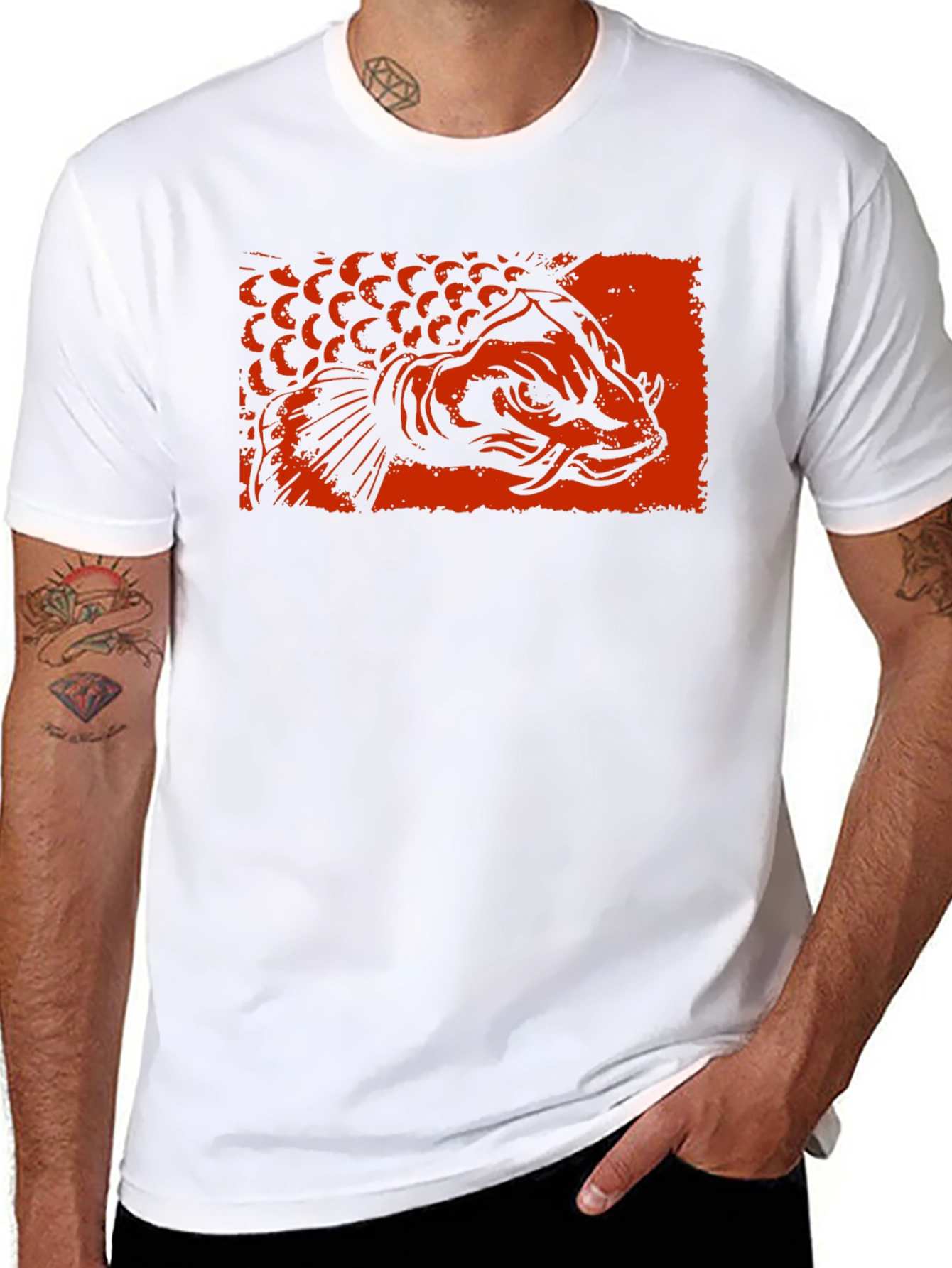 Arowana Fish Graphic Tee - Black