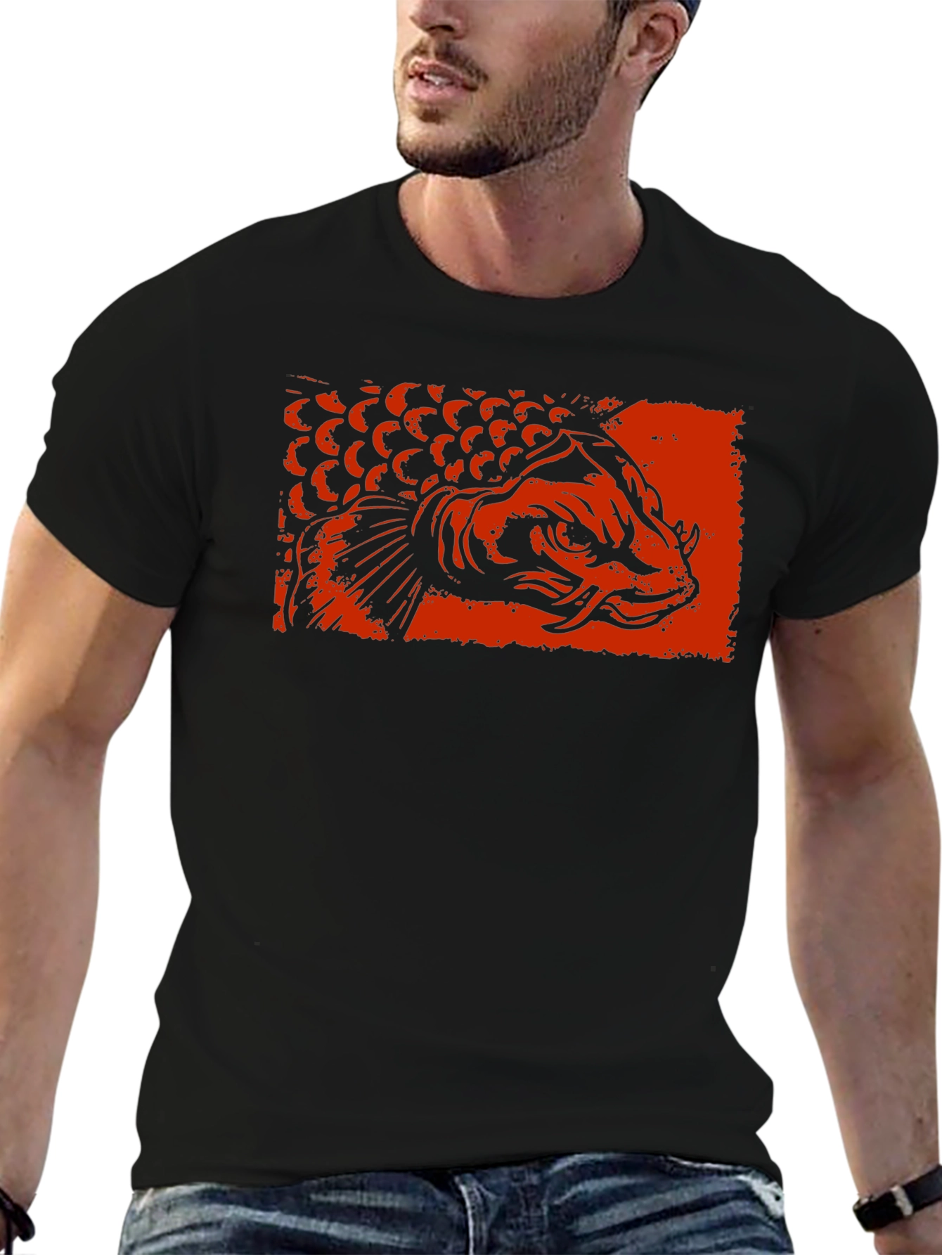 Arowana Fish Graphic Tee - Black