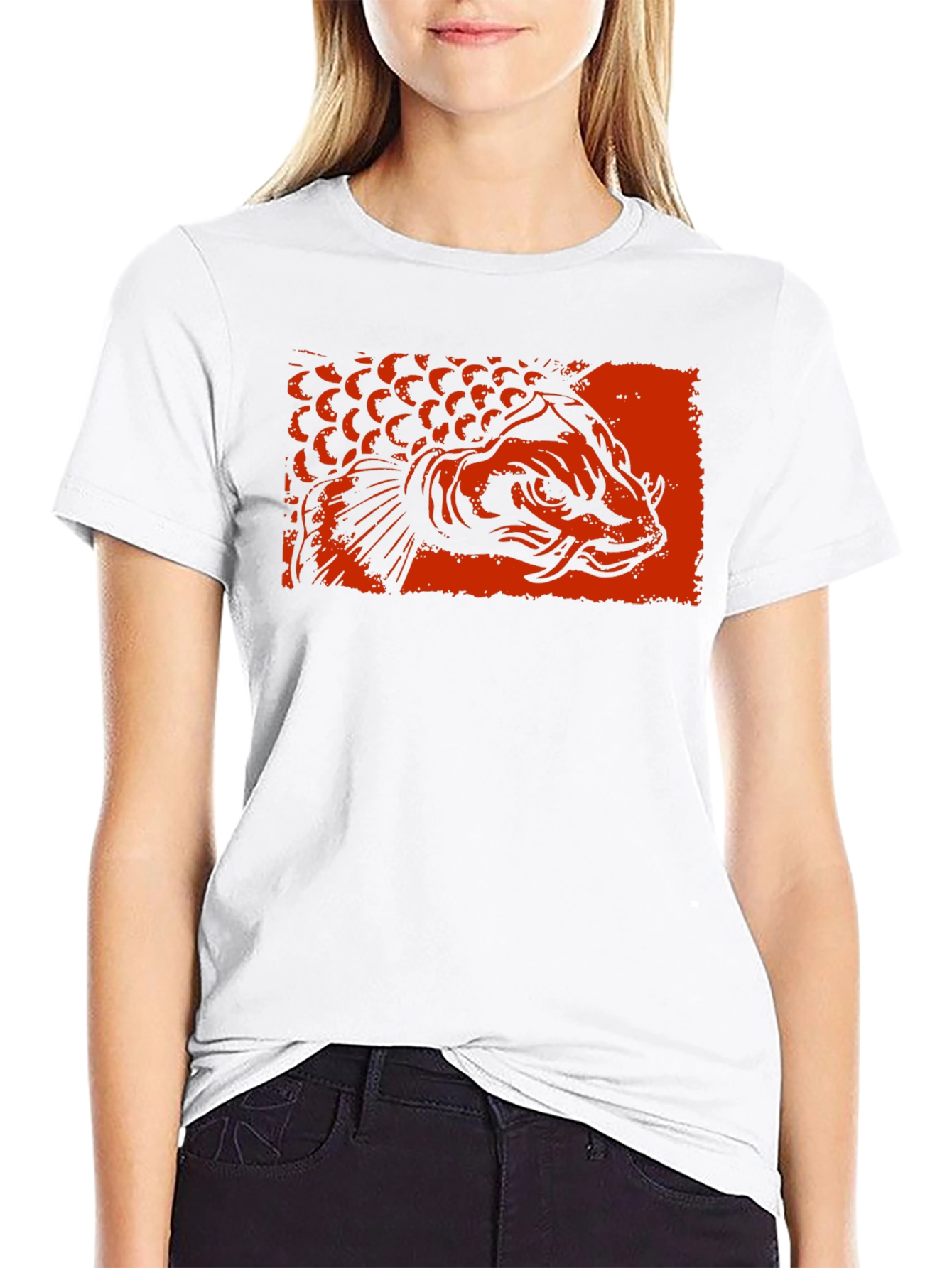 Arowana Fish Graphic Tee - Black