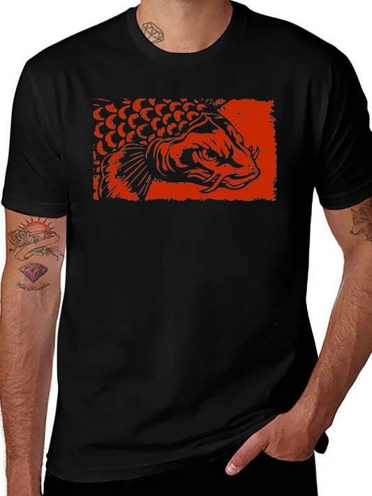 Arowana Fish Graphic Tee - Black