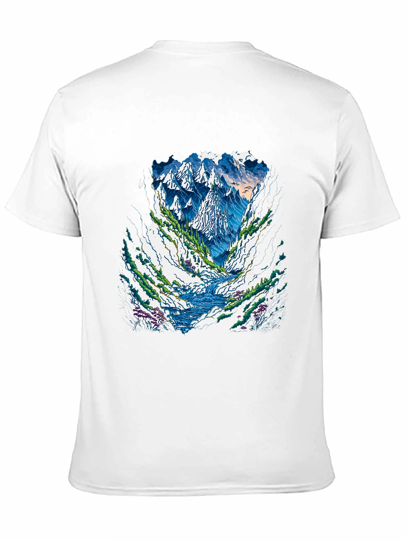 Mountain Landscape Graphic Tee - Black Casual Shirt