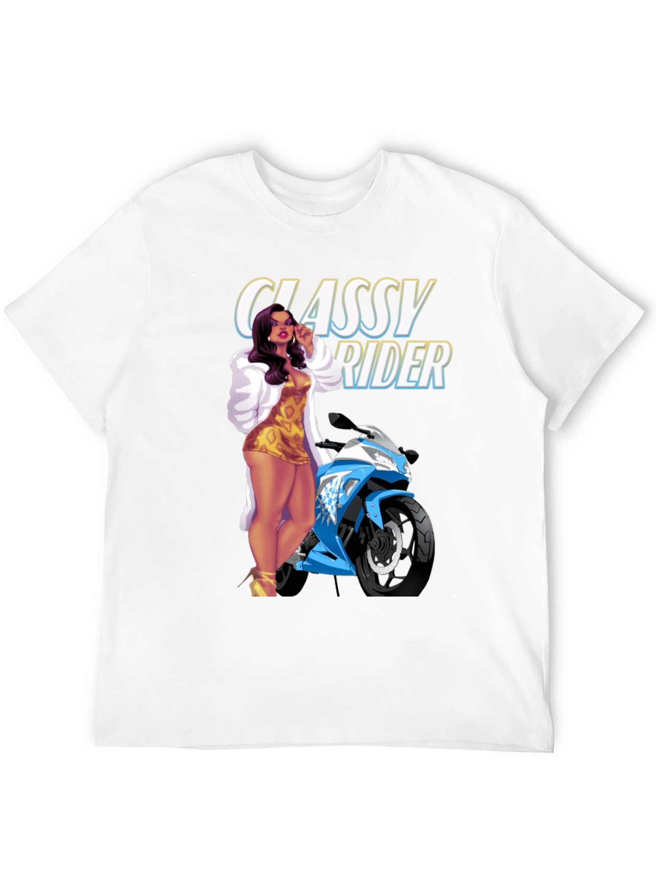 Classy Rider Graphic T-Shirt - Motorcycle Babe Design