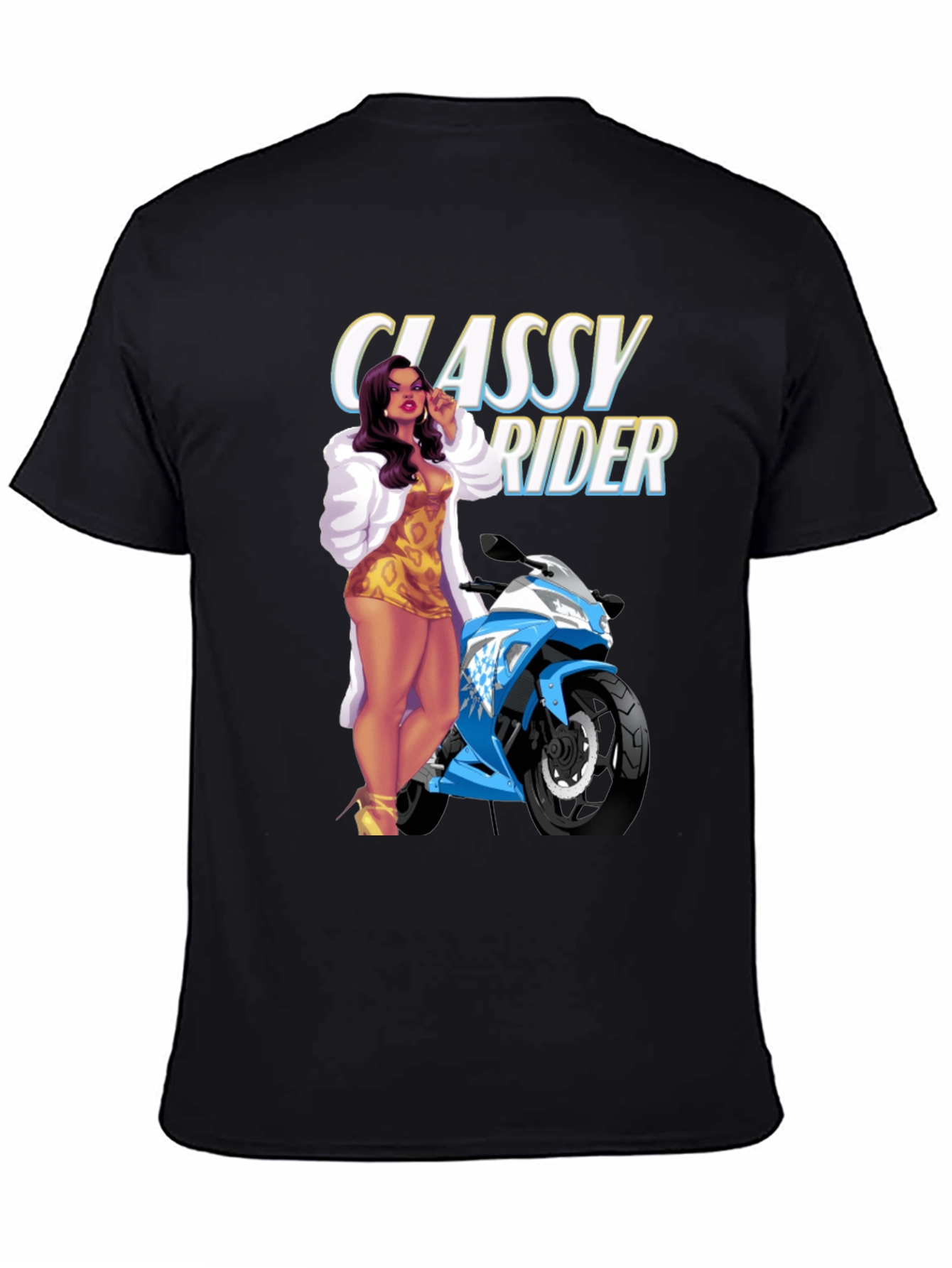 Classy Rider Graphic T-Shirt - Motorcycle Babe Design