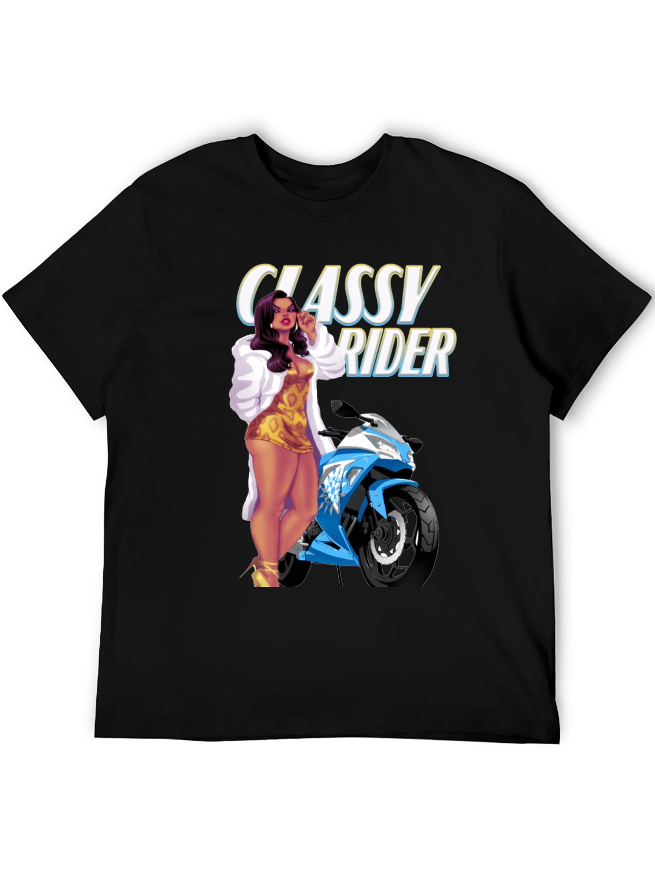 Classy Rider Graphic T-Shirt - Motorcycle Babe Design