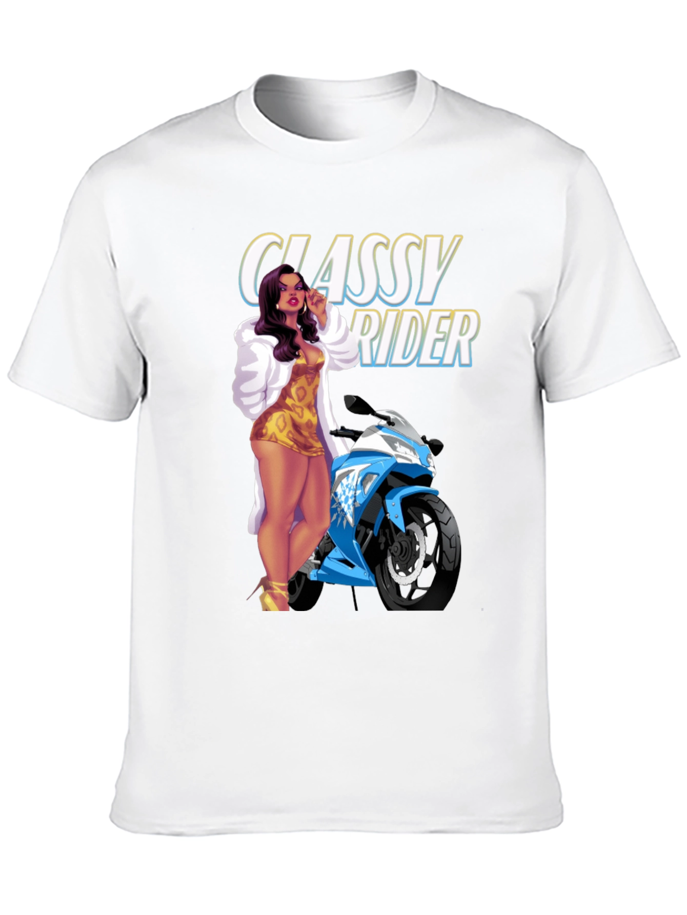 Classy Rider Graphic T-Shirt - Motorcycle Babe Design
