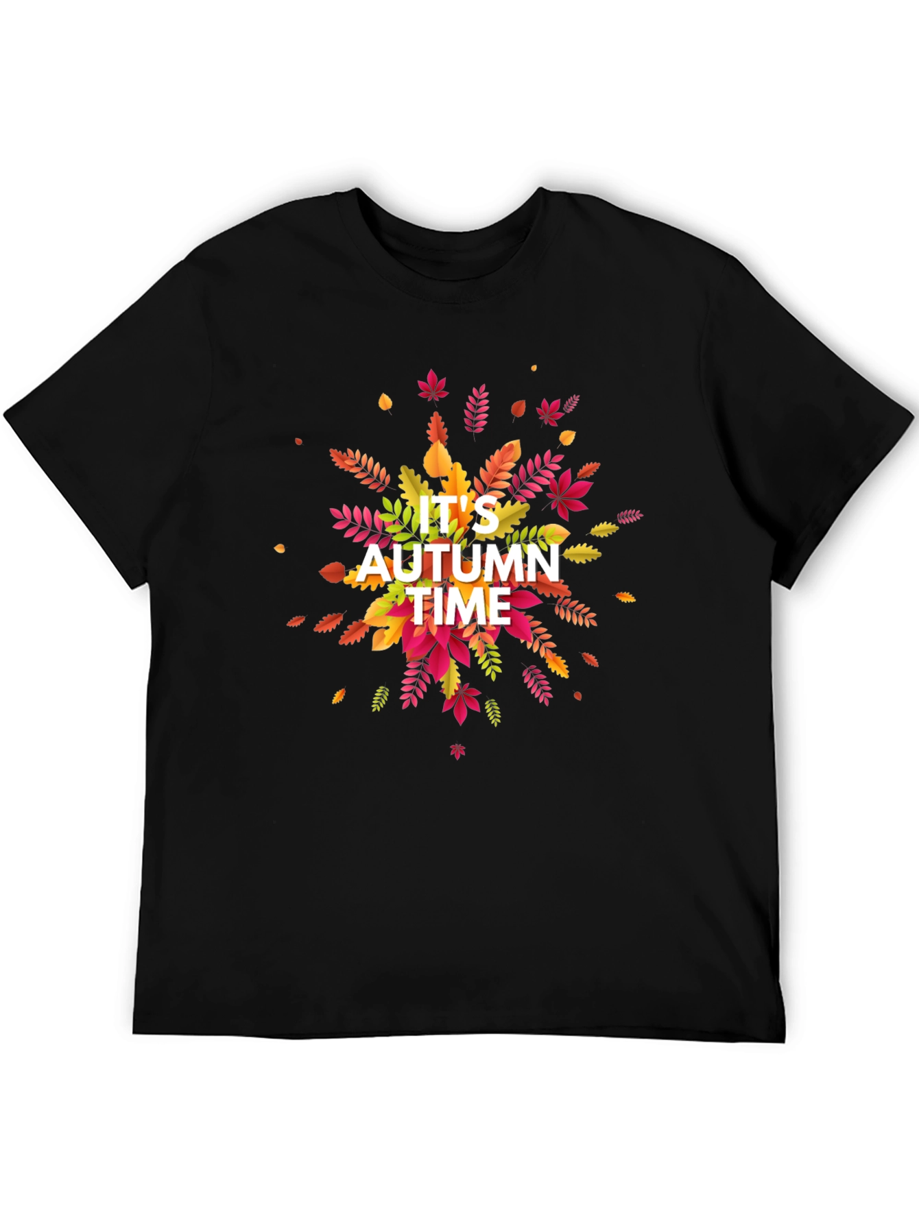 Its Autumn Time Black Graphic T-Shirt