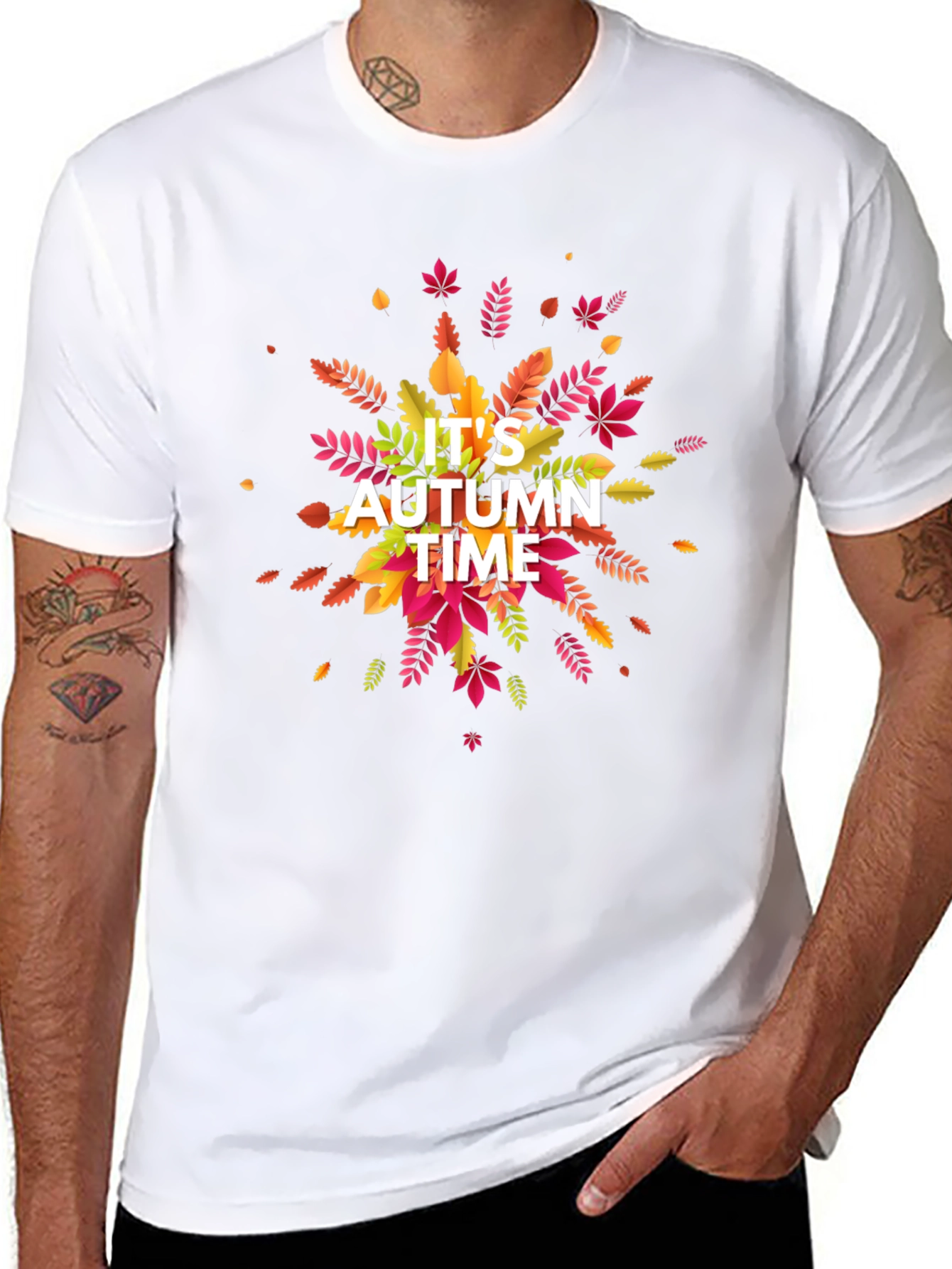 Its Autumn Time Black Graphic T-Shirt