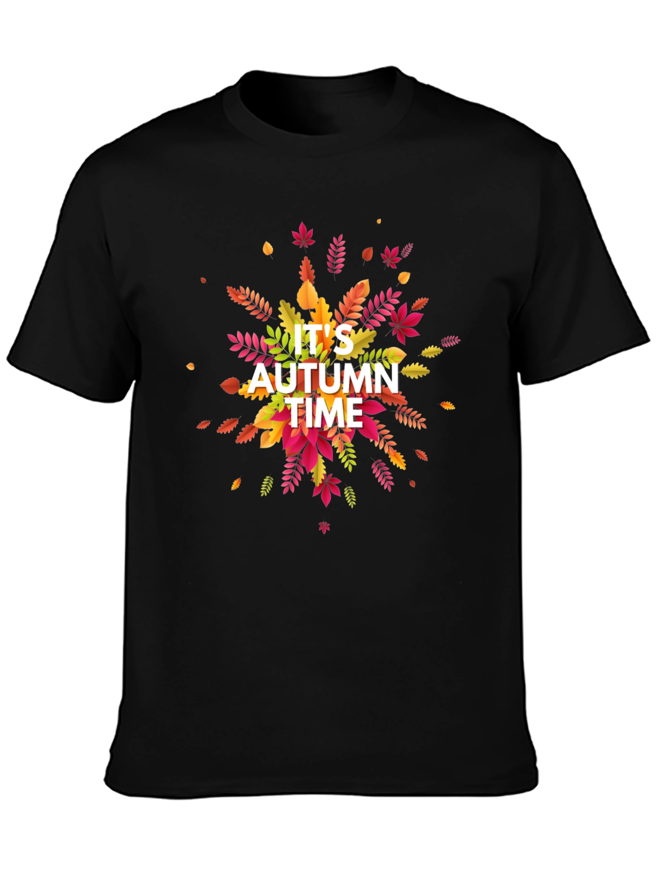 Its Autumn Time Black Graphic T-Shirt