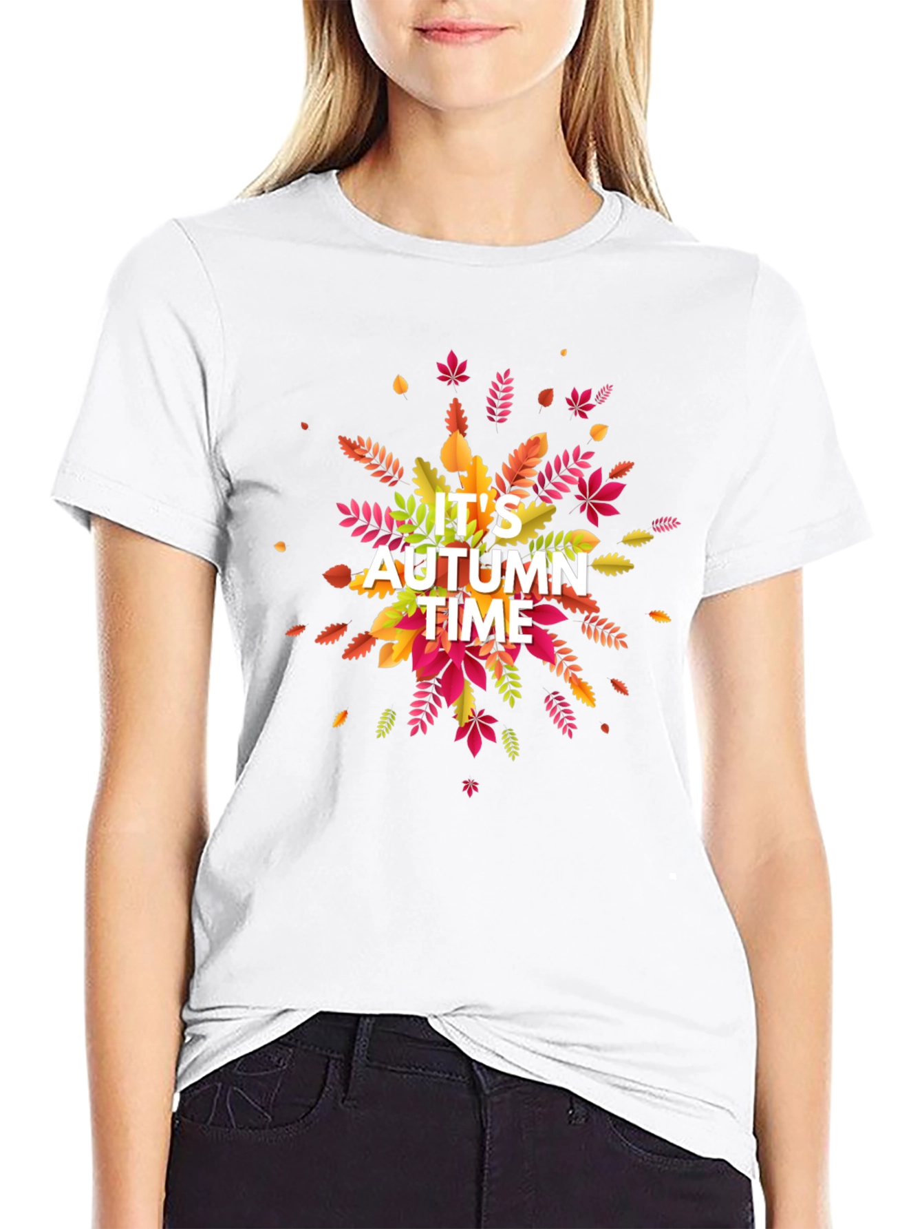 Its Autumn Time Black Graphic T-Shirt