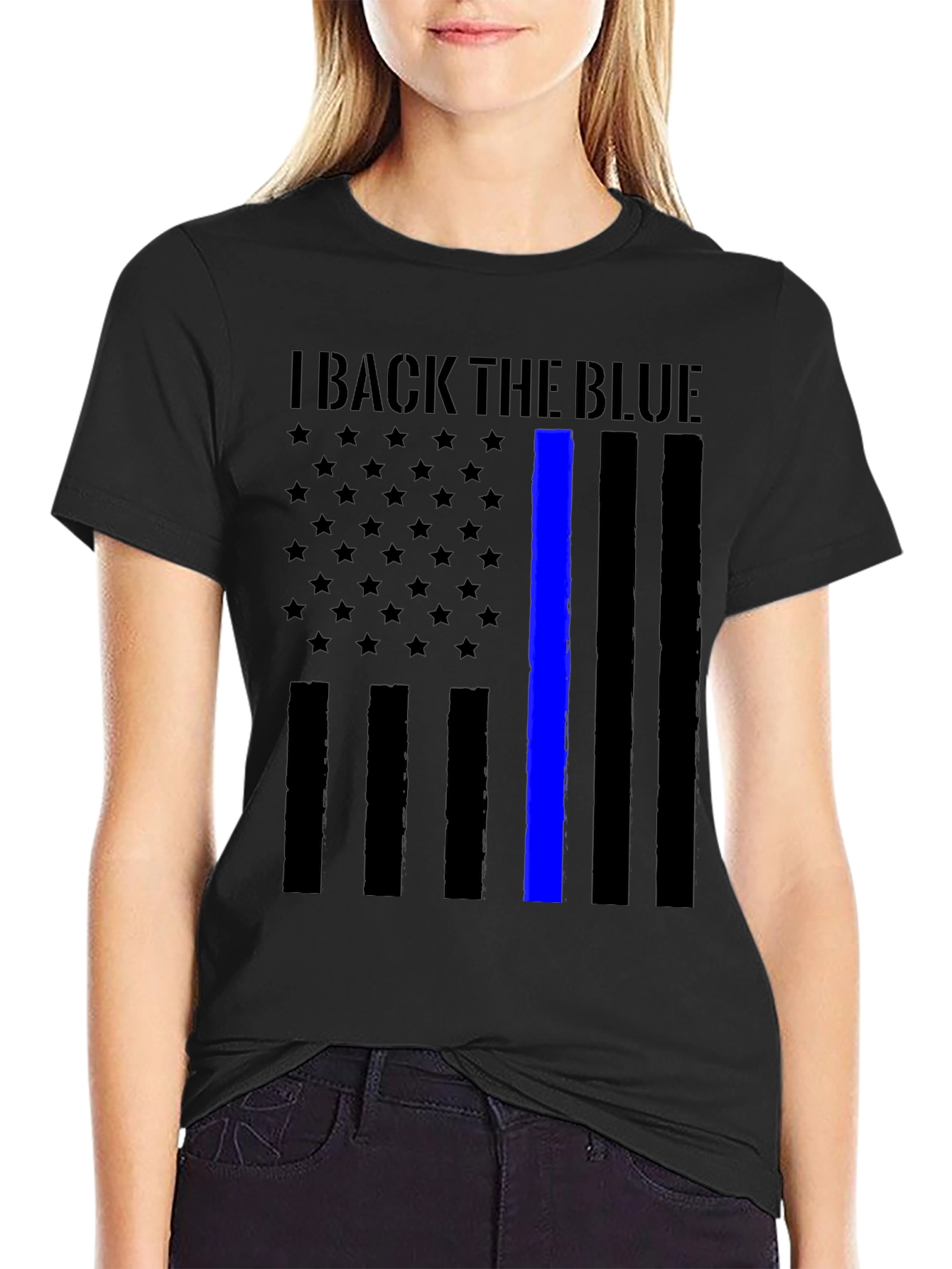 I Back The Blue Thin Blue Line Flag T-Shirt