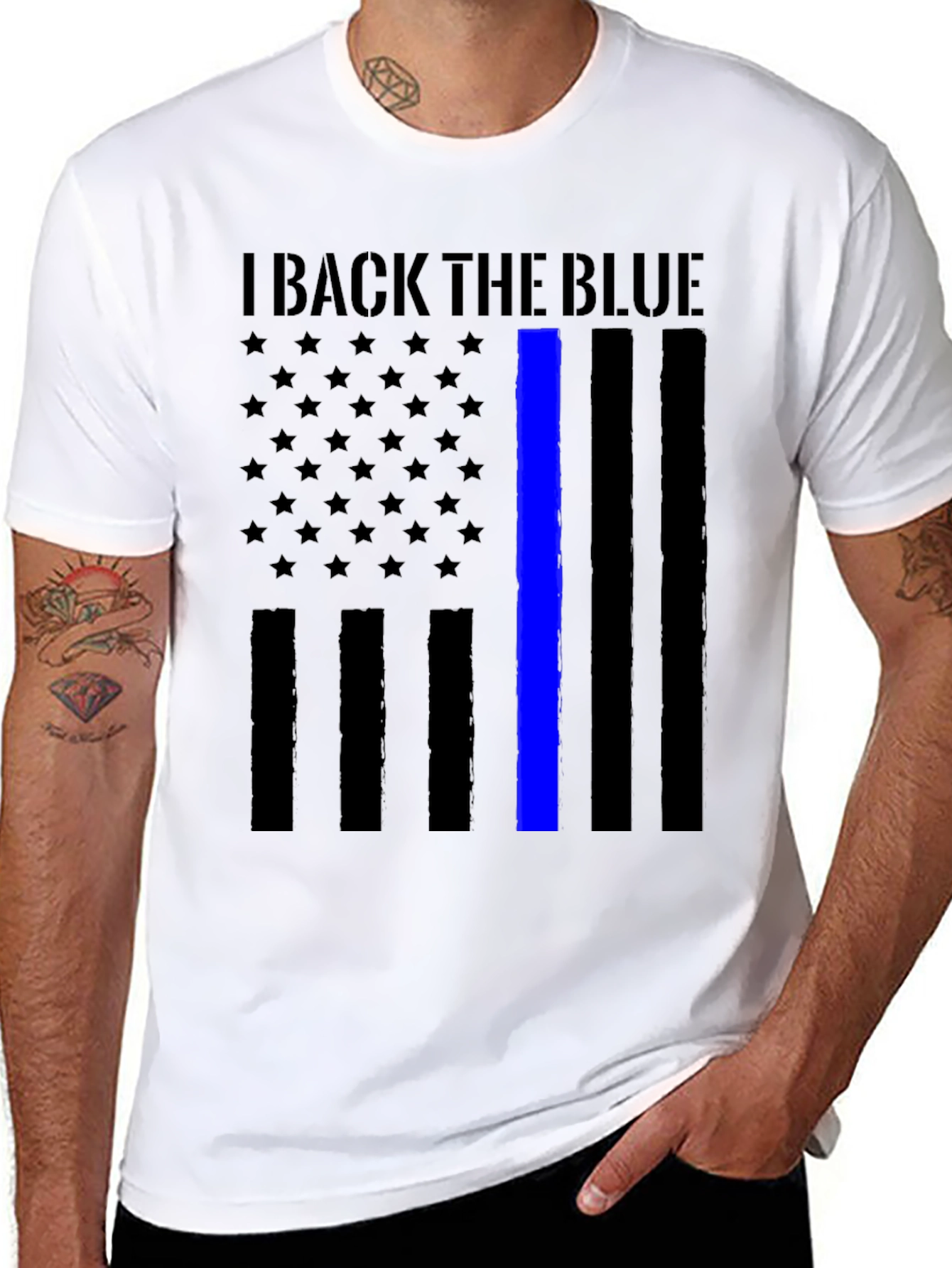 I Back The Blue Thin Blue Line Flag T-Shirt
