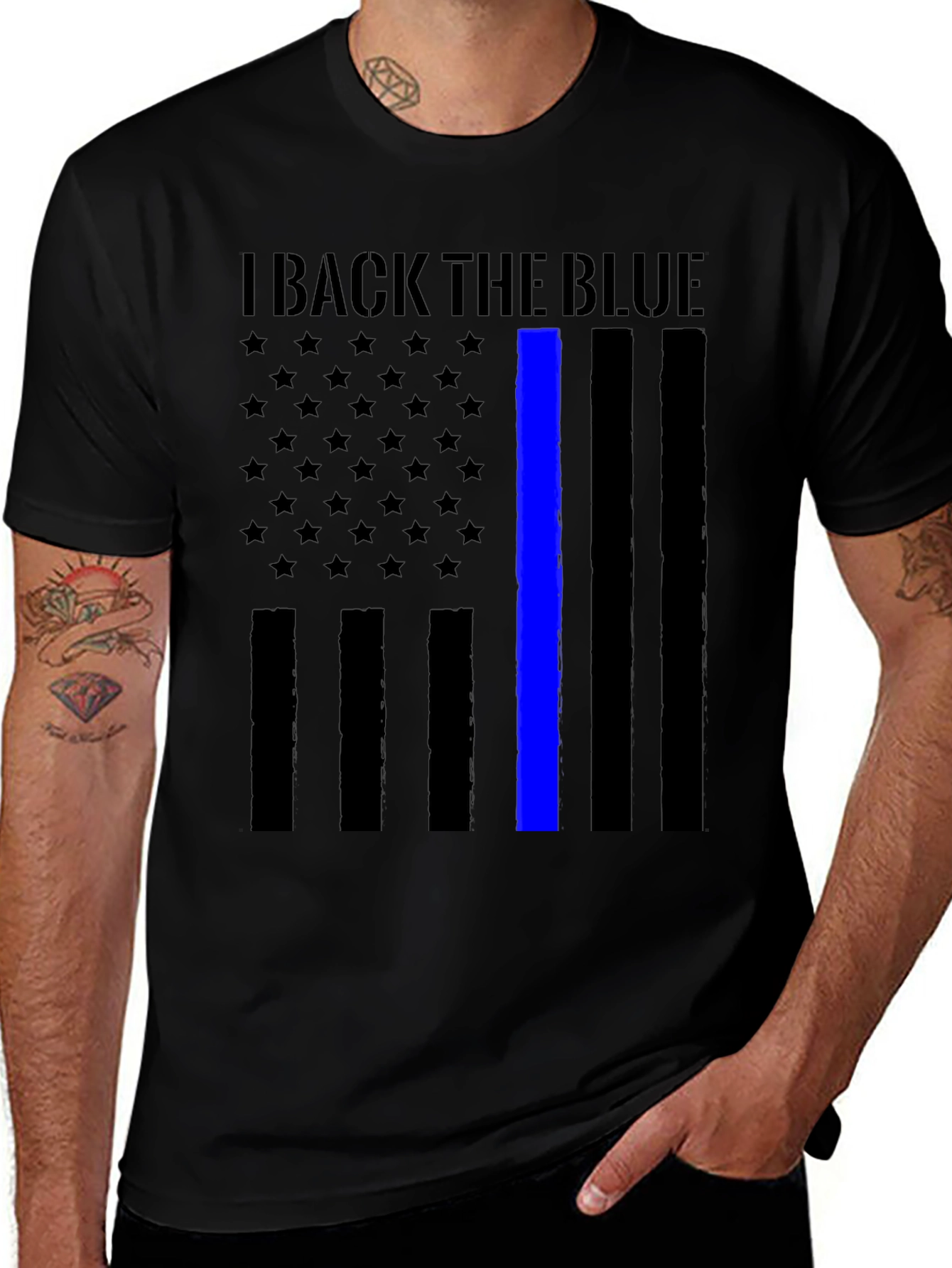 I Back The Blue Thin Blue Line Flag T-Shirt