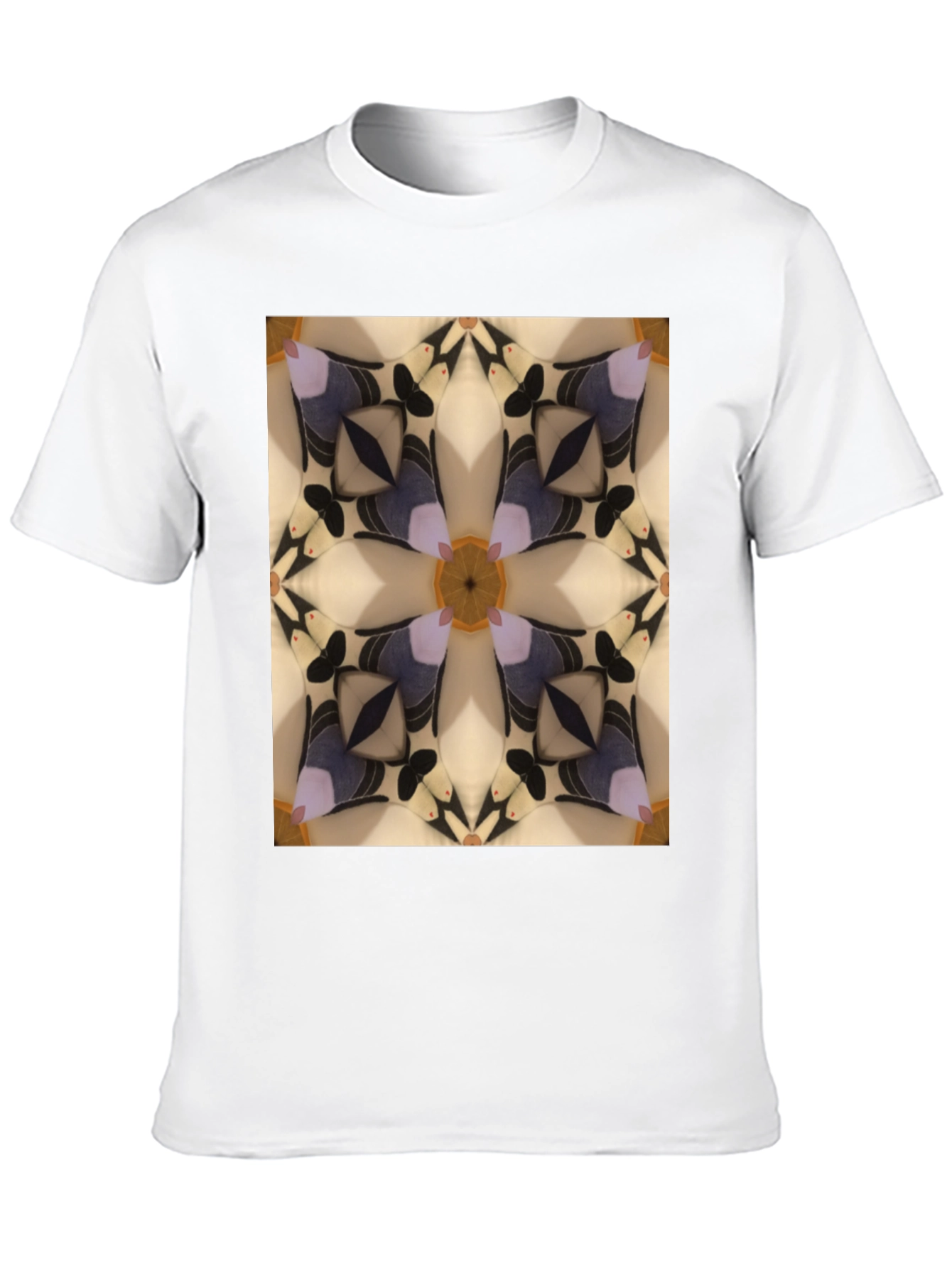 Abstract Kaleidoscope Pattern Black T-Shirt