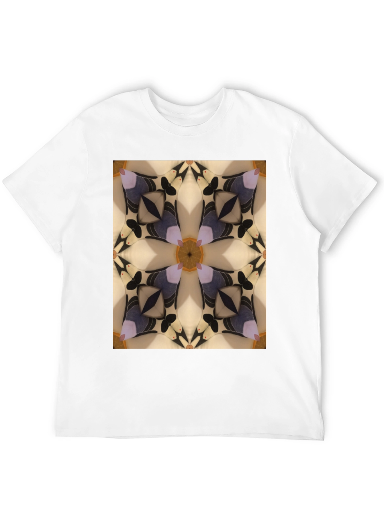 Abstract Kaleidoscope Pattern Black T-Shirt