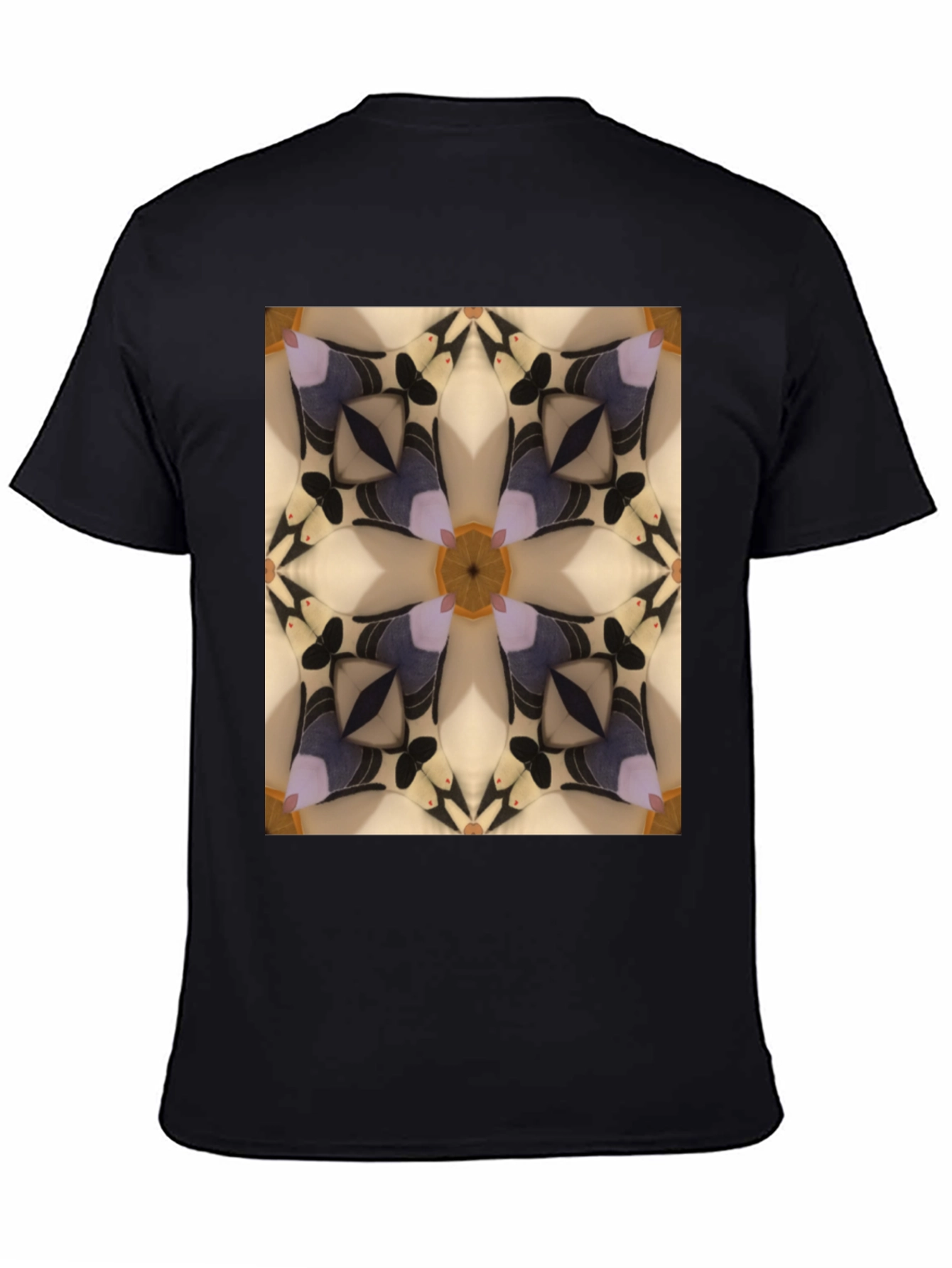 Abstract Kaleidoscope Pattern Black T-Shirt