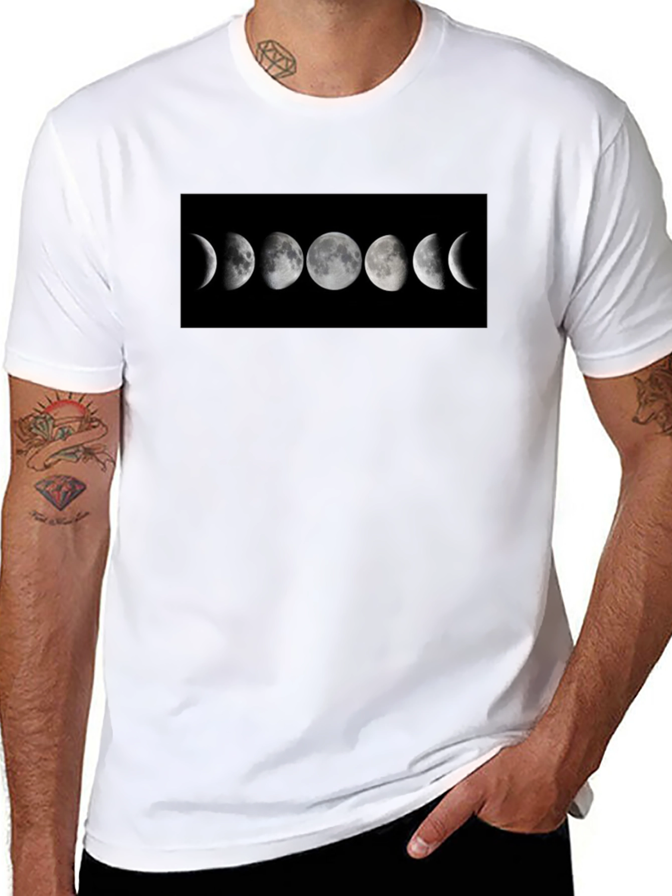 Lunar Phase Graphic Black T-Shirt