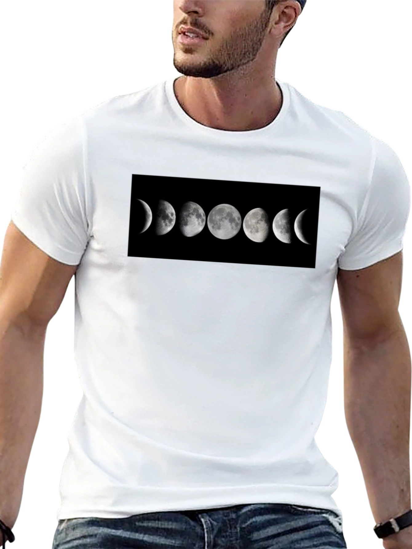 Lunar Phase Graphic Black T-Shirt