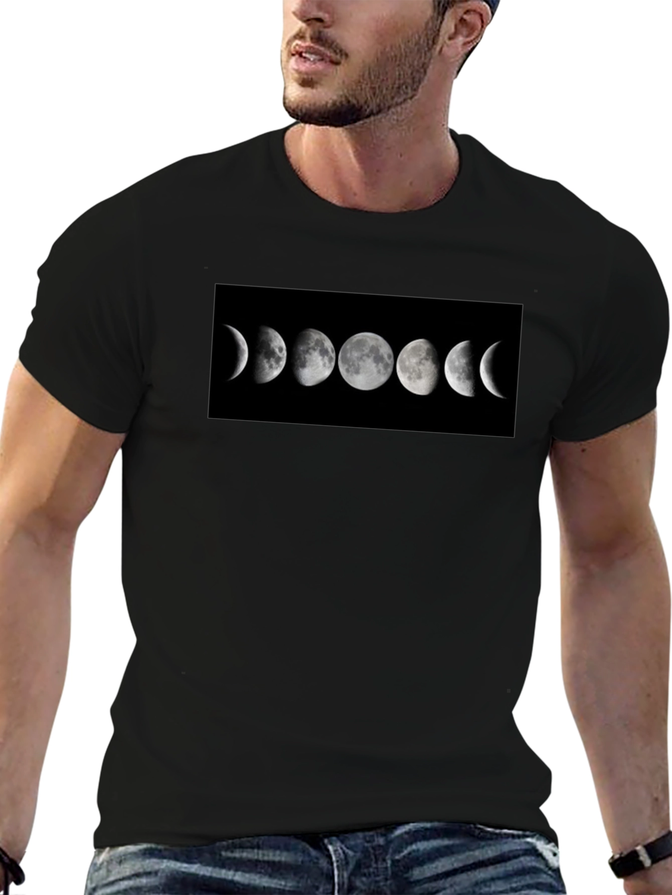 Lunar Phase Graphic Black T-Shirt